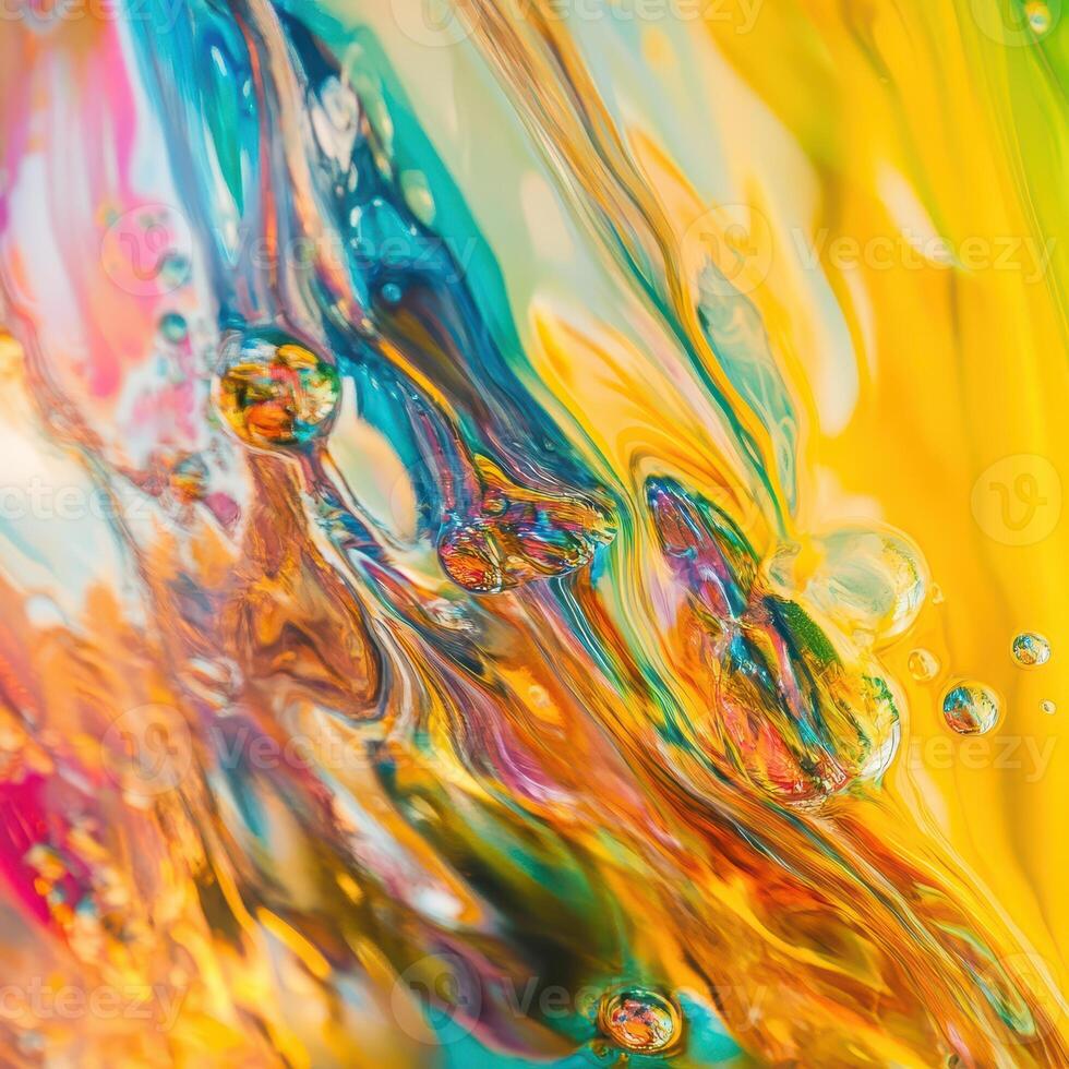 Colorful abstract patterns with bubbles in water photo