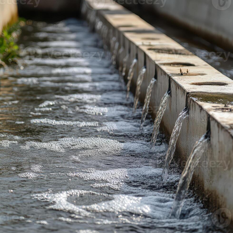 Water flows steadily in a tranquil channel photo