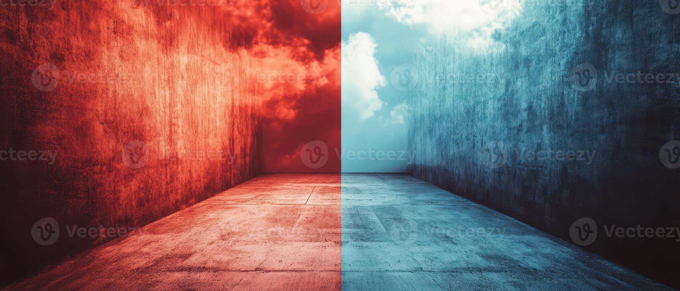 Visual contrast between red and blue environments photo