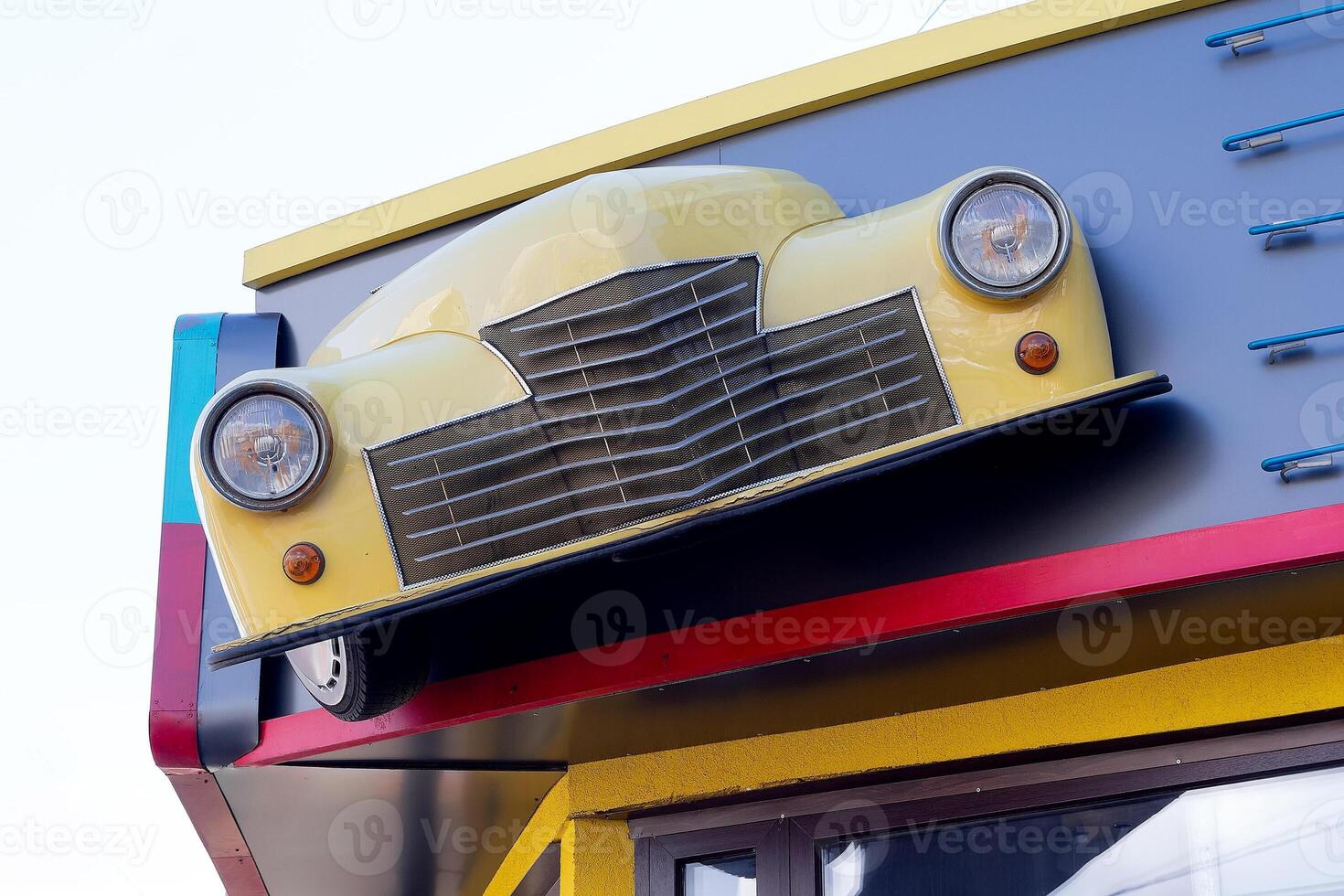 Elements of a retro car on a sign photo