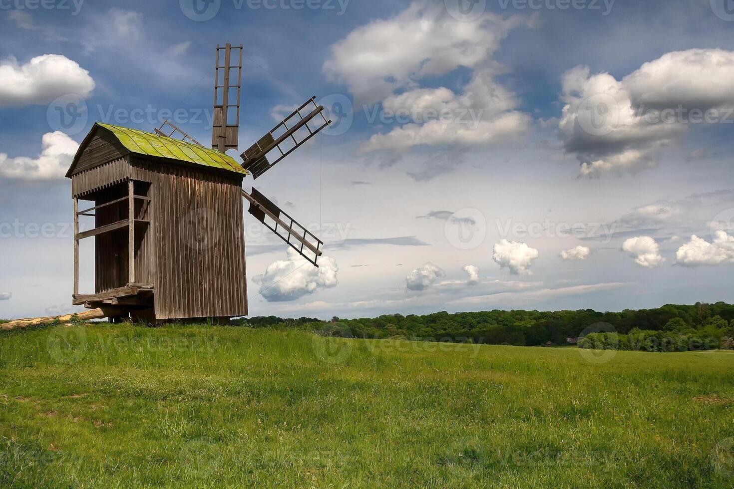 Retro Windmill against the sky. Museum of Pirogov in Kyiv photo