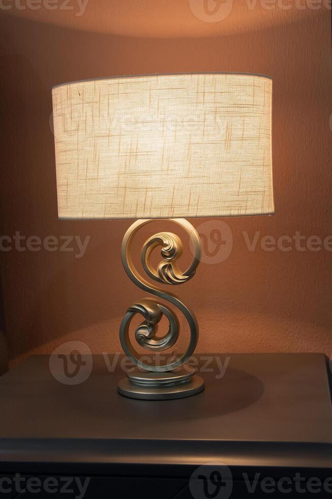 Elegant bedside lamp with a warm glow photo
