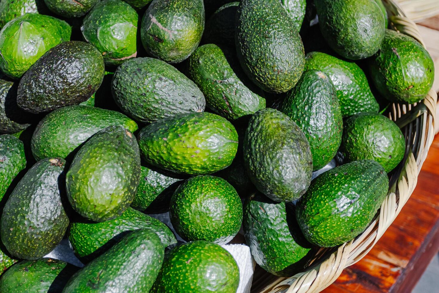 a basket of green avocados photo