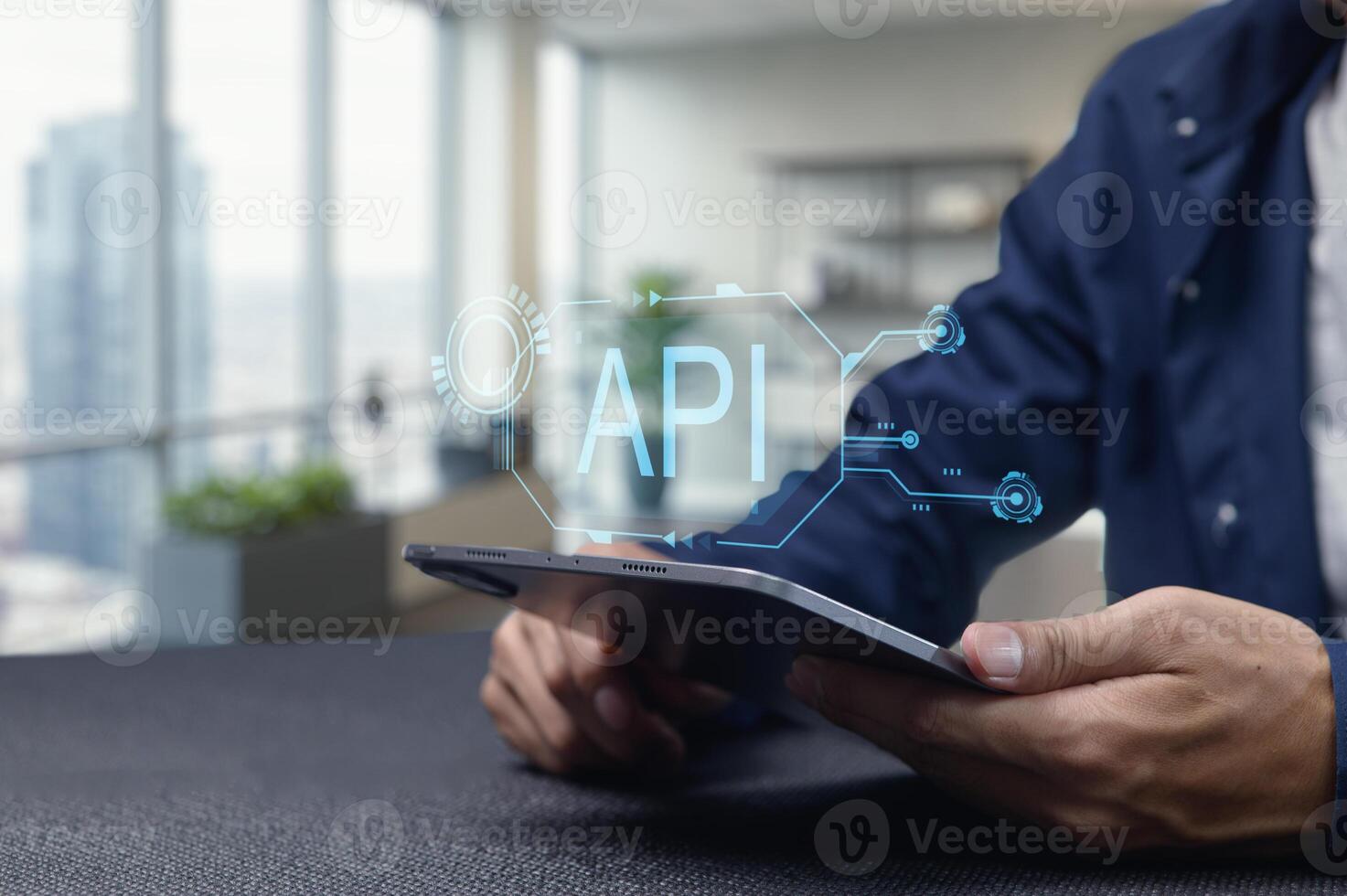 Modern API Programming Interface Interaction with Digital Device photo