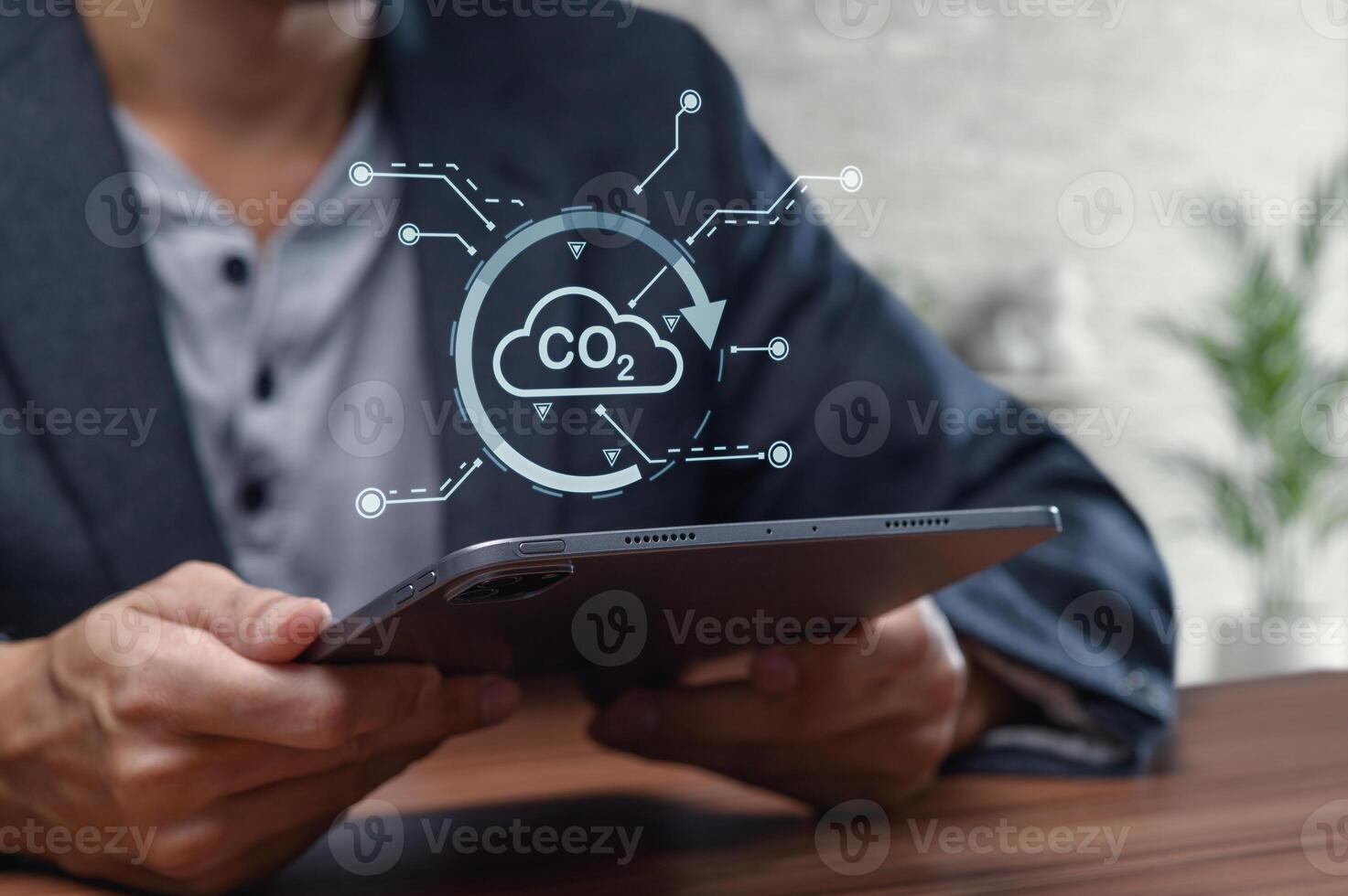 Innovative Digital Concept of CO2 Management on Tablet Device photo