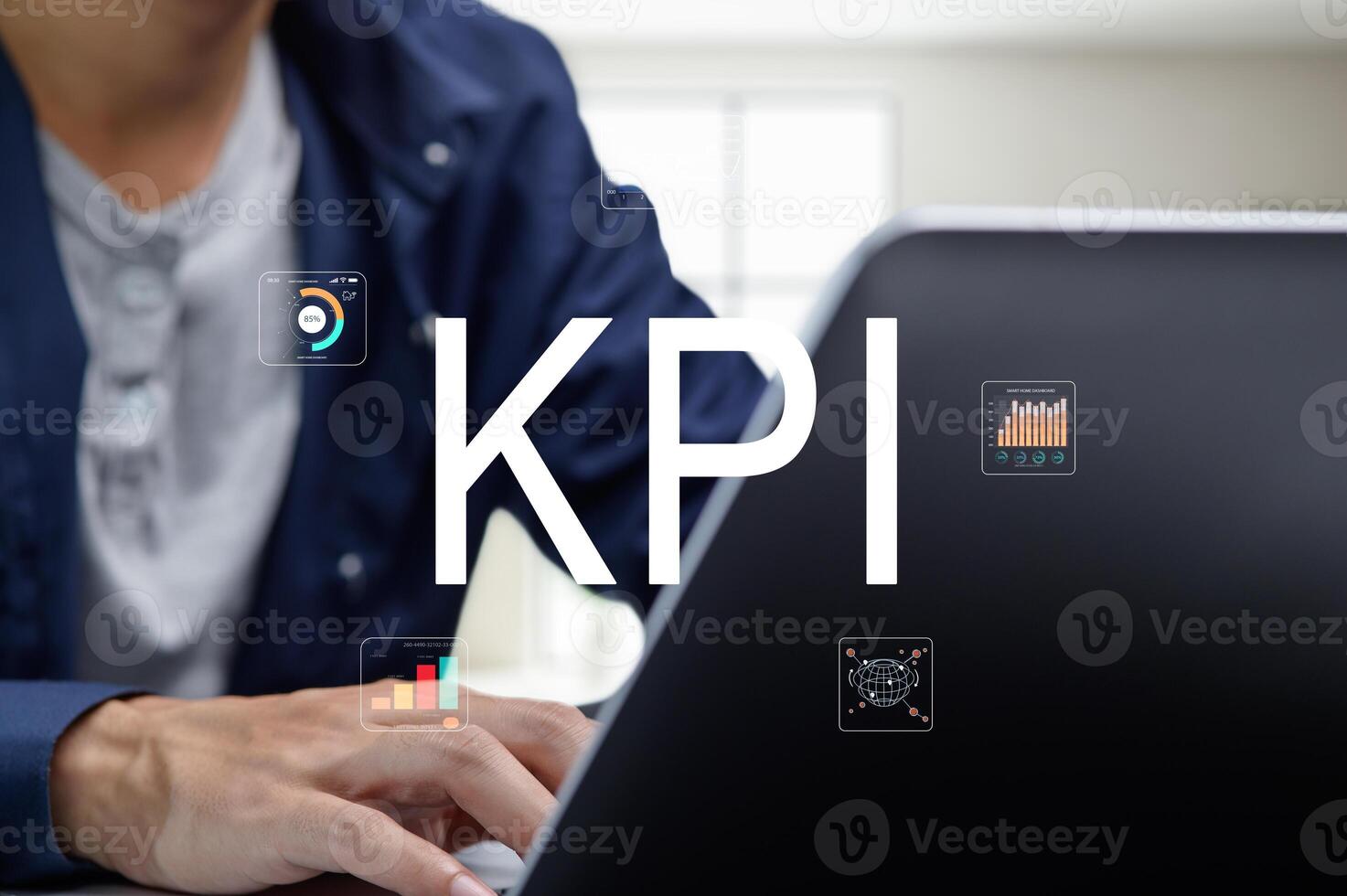 Key Performance Indicator Concept with Digital Graphs and Charts photo