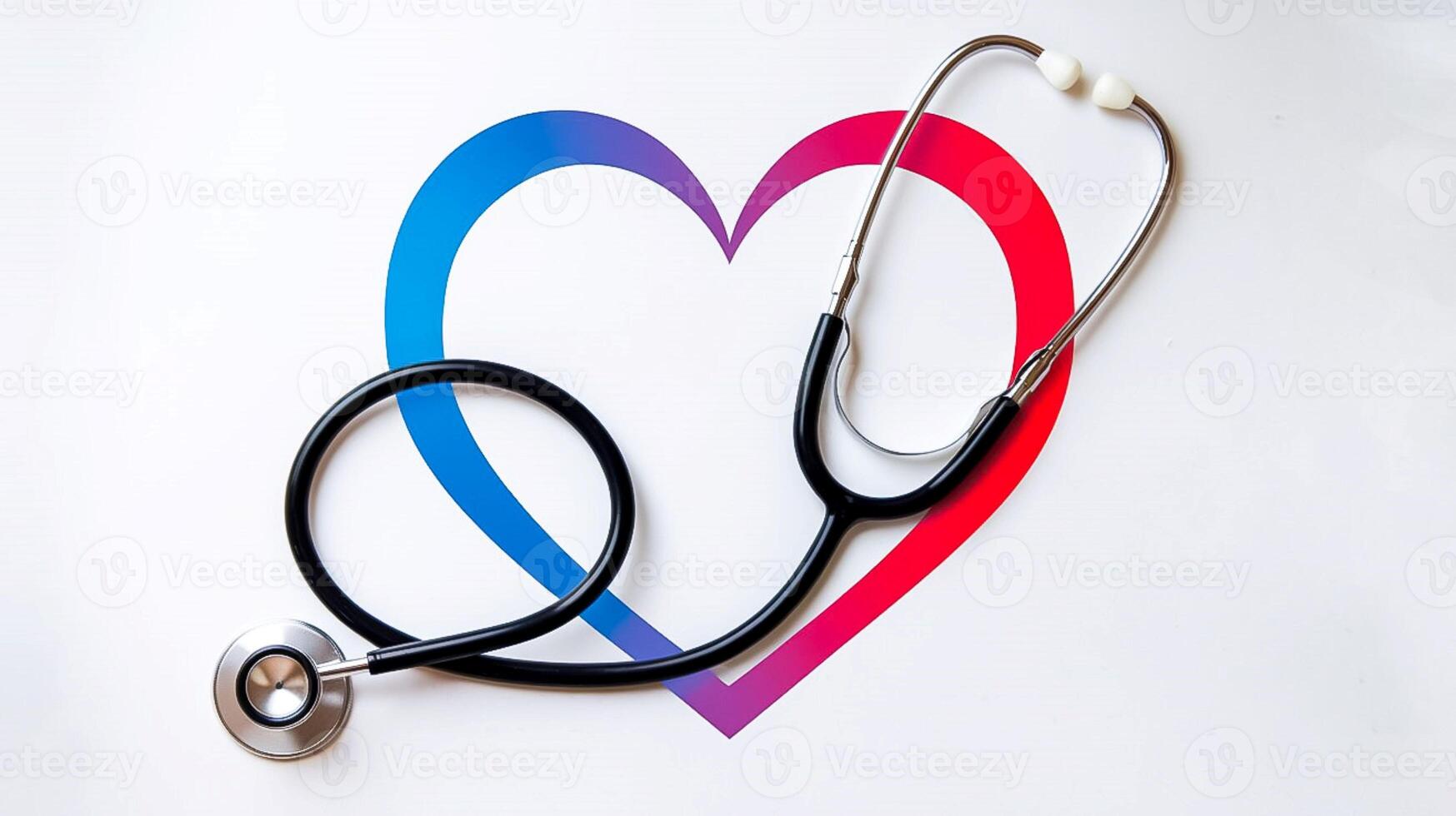 Stethoscope and Heart Symbol for Healthcare Concept photo