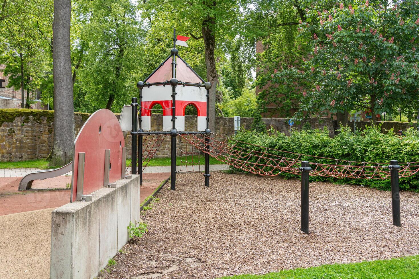 Playground Castle with Slide and Rope Bridge Adventure photo