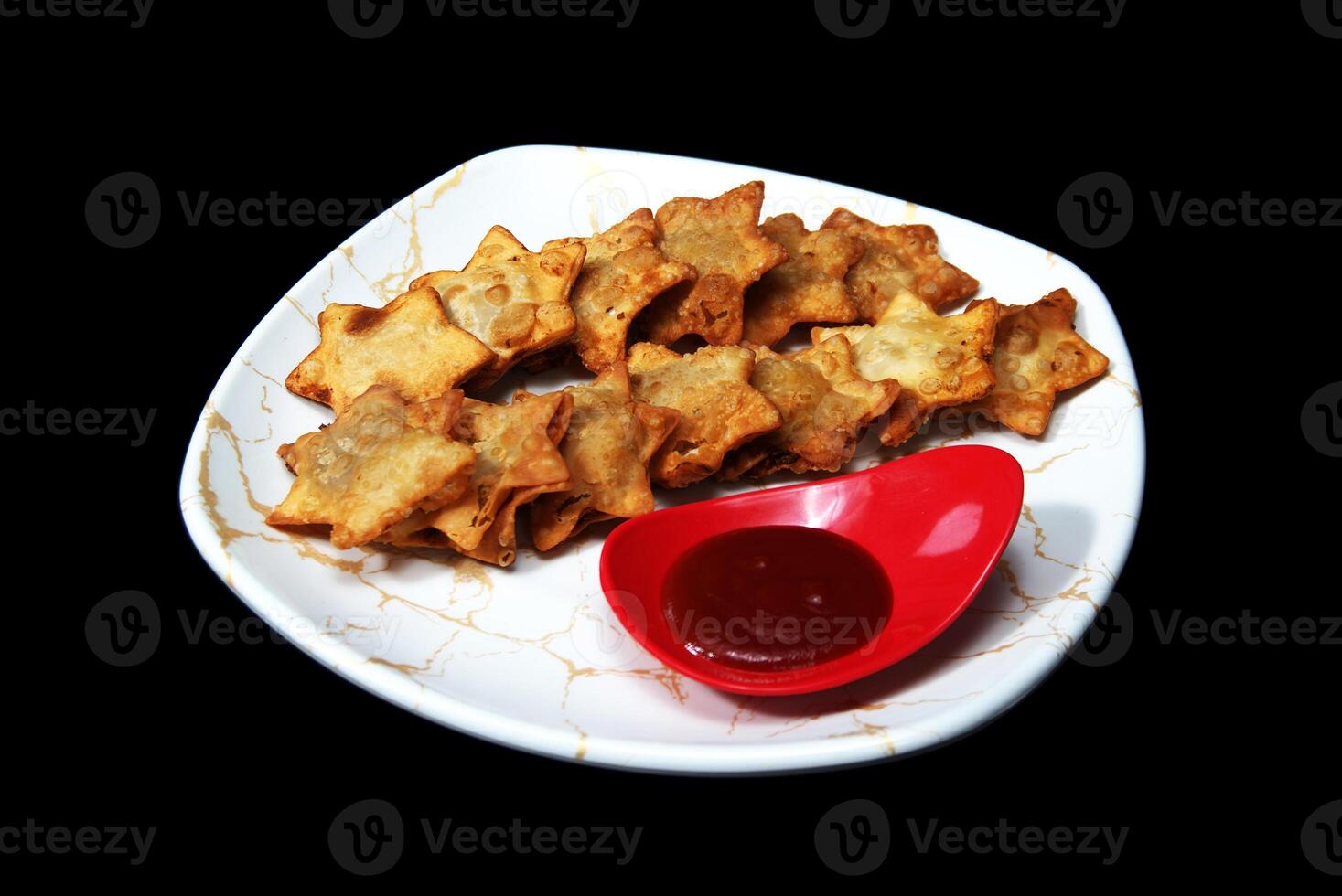 Flaky Aloo Puffs Paired with Bold Tomato Sauce - A Savory Delight for Any Occasion photo