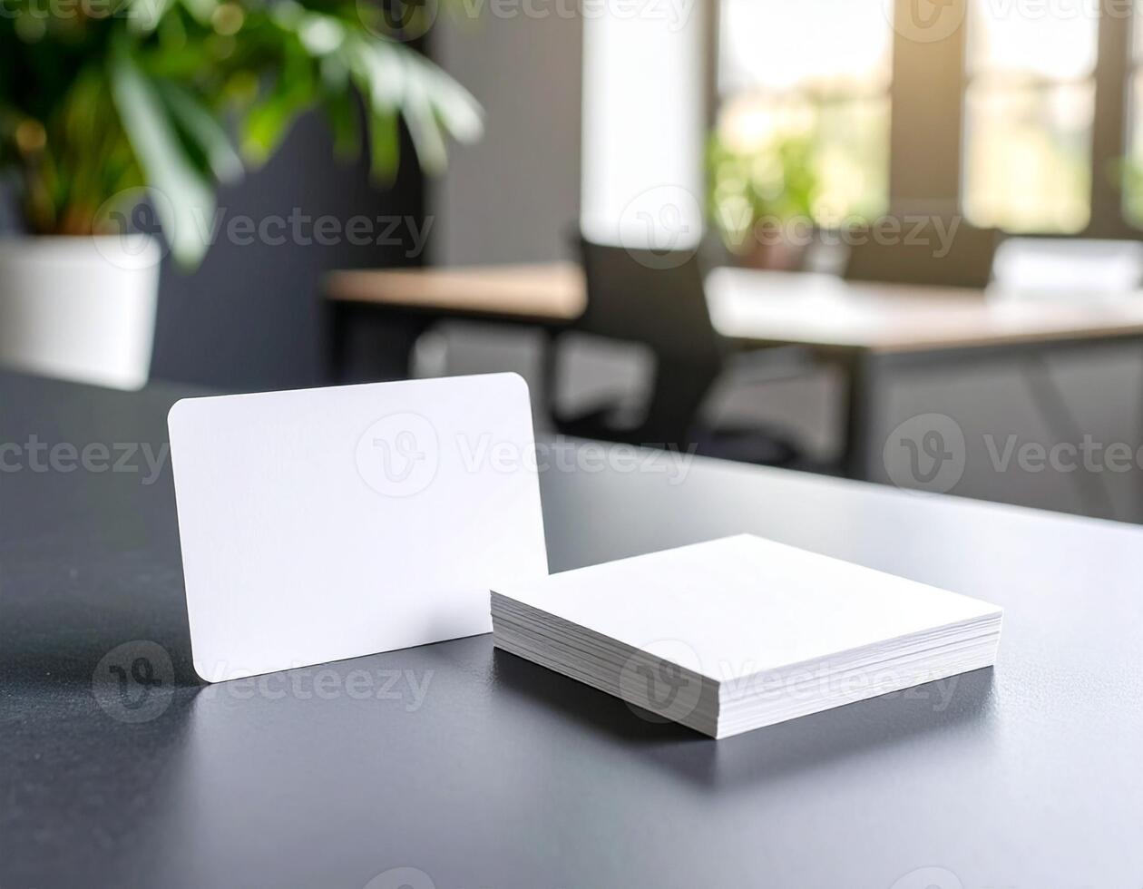 Blank Business Card Mockup Design - Single Card Focus photo