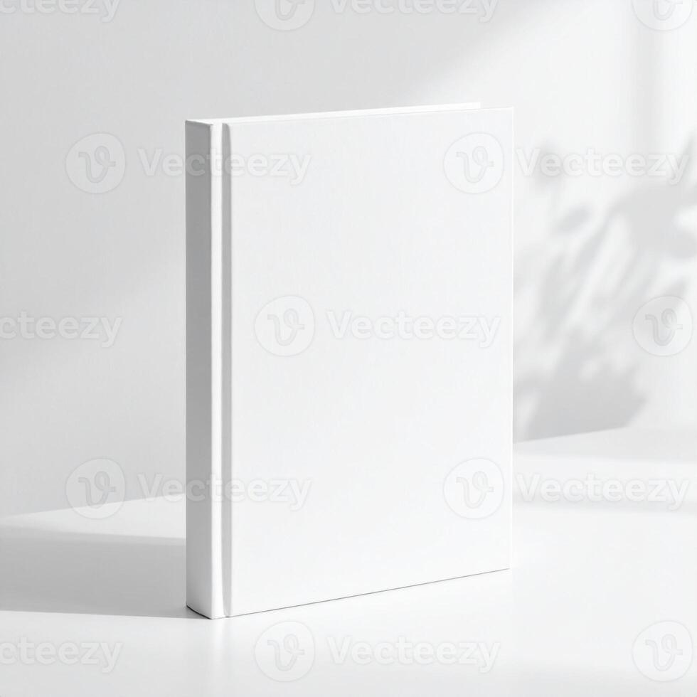 Blank White Book Cover Mockup with Shadow photo
