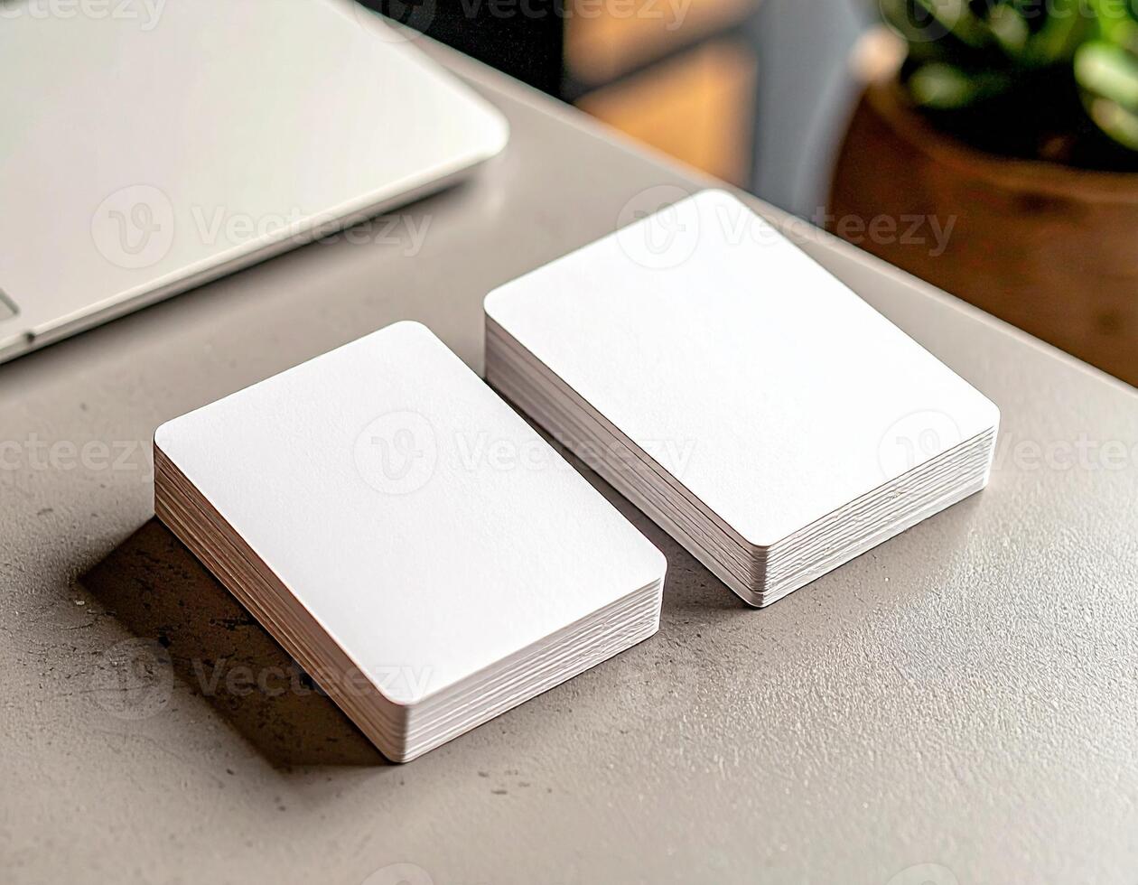 Clean White Cards Mockup Design - Laptop Scene photo