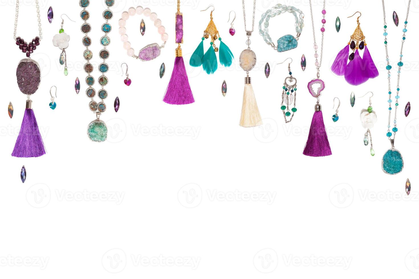 Isolated handmade jewelry on the white background photo