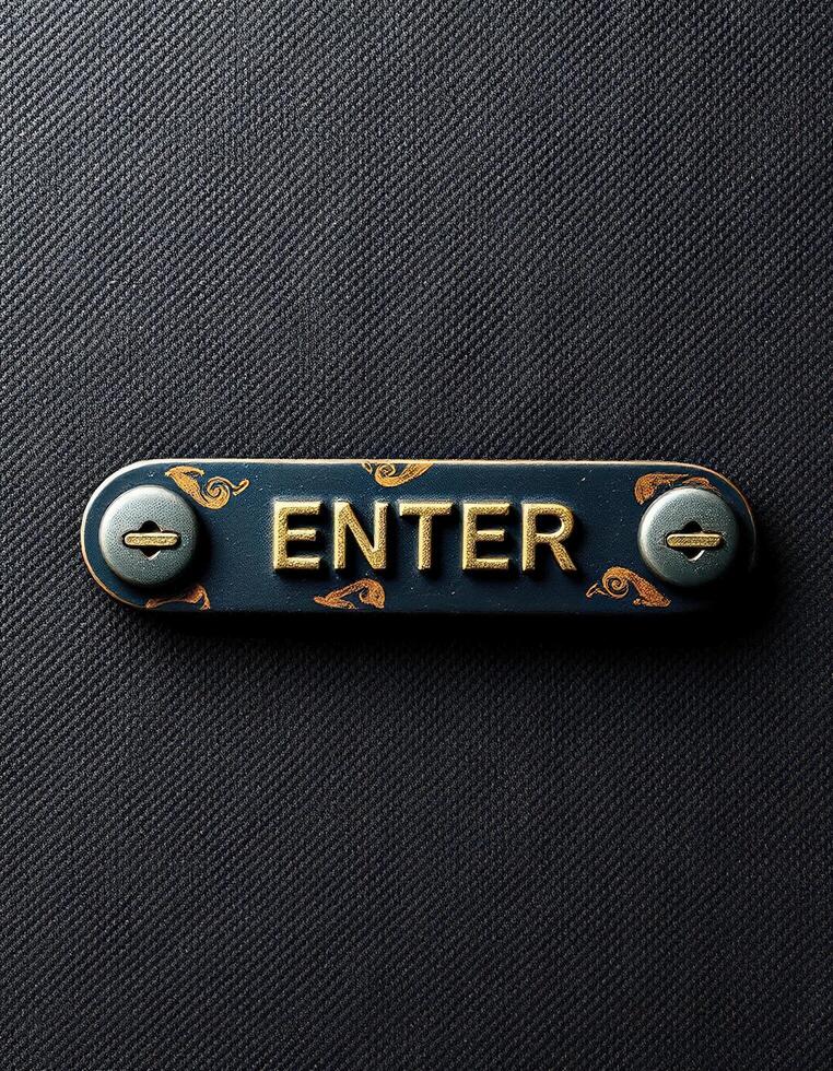 a metal sign with the word enter on it photo