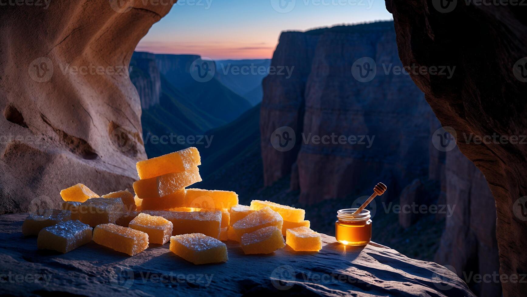 Enjoying Honeycomb Candy with Honey Jar on Cave Overlook Point photo