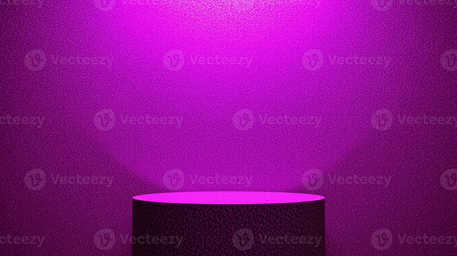 Cylindrical pedestal illuminated by pink light in textured environment. photo