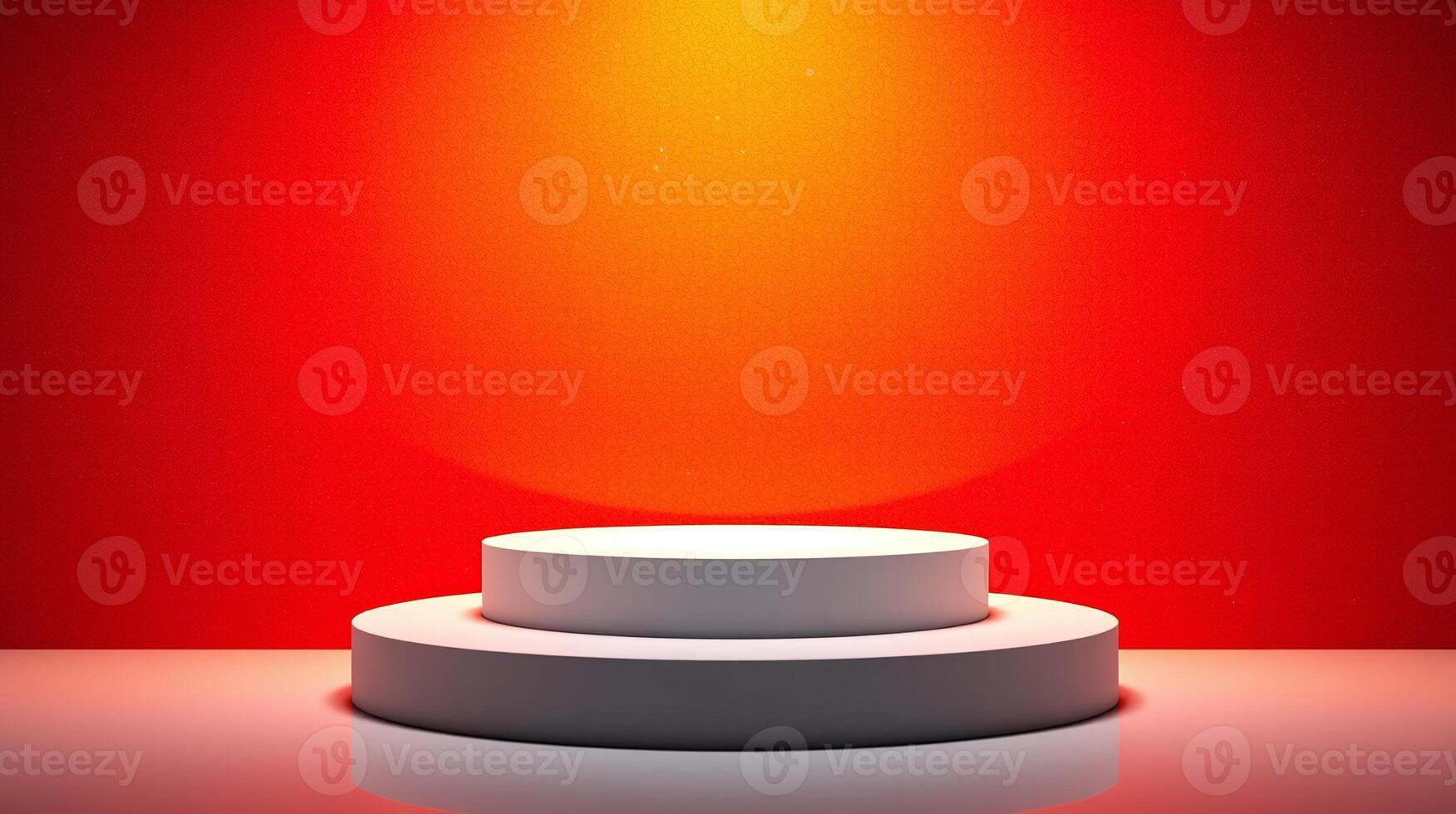 Circular platform illuminated by a concentrated spotlight. photo