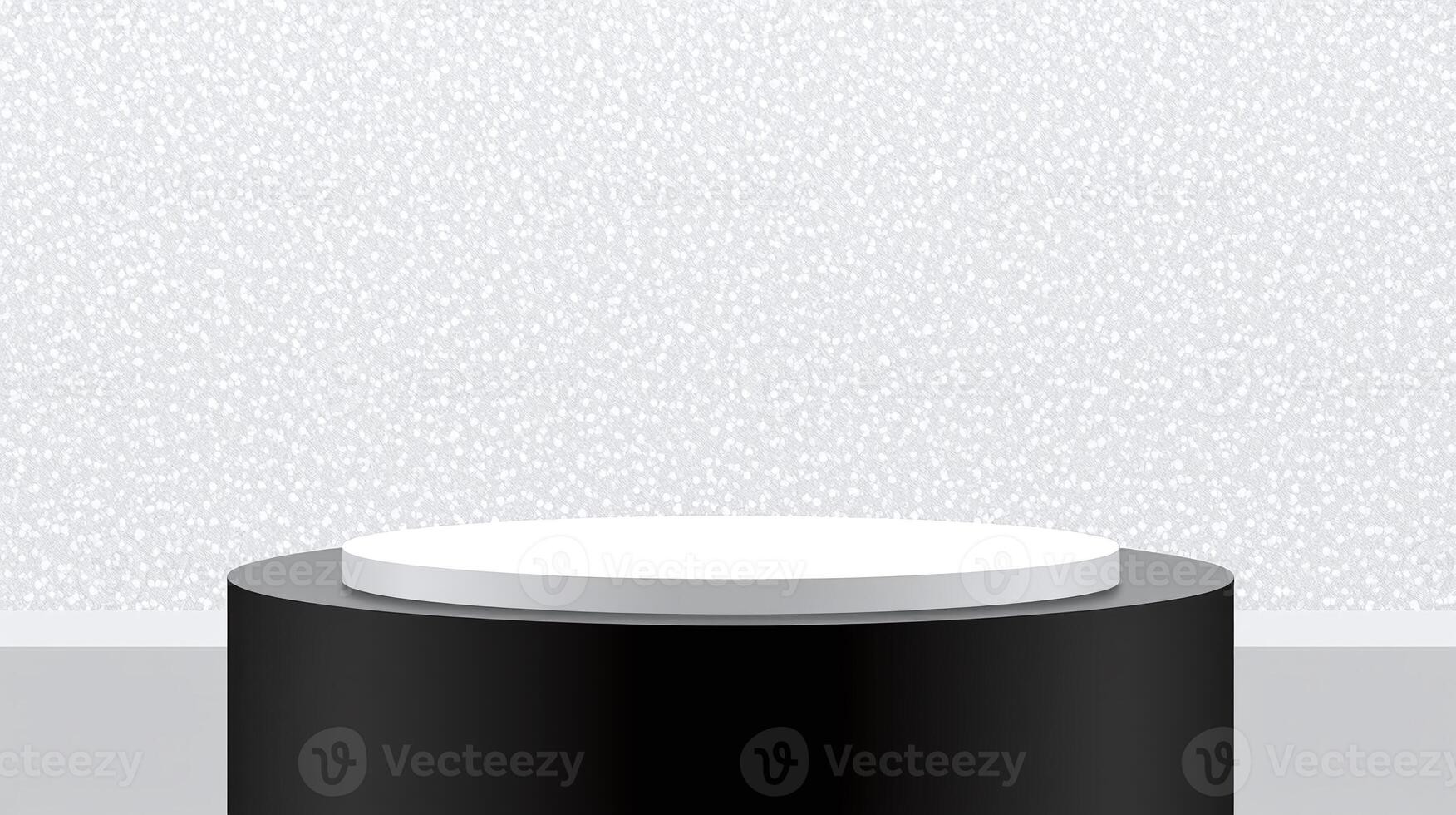 A minimalist, monochromatic pedestal against a speckled backdrop. photo