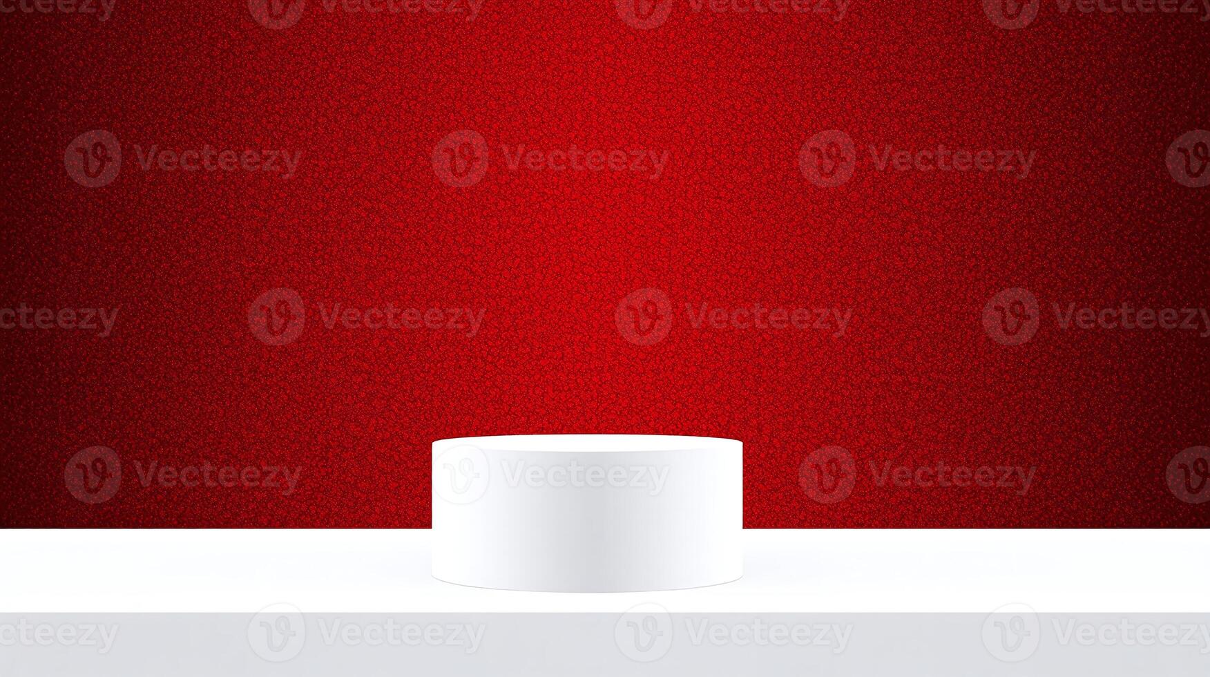 A white cylinder stands prominently against a vibrant, textured red backdrop. photo