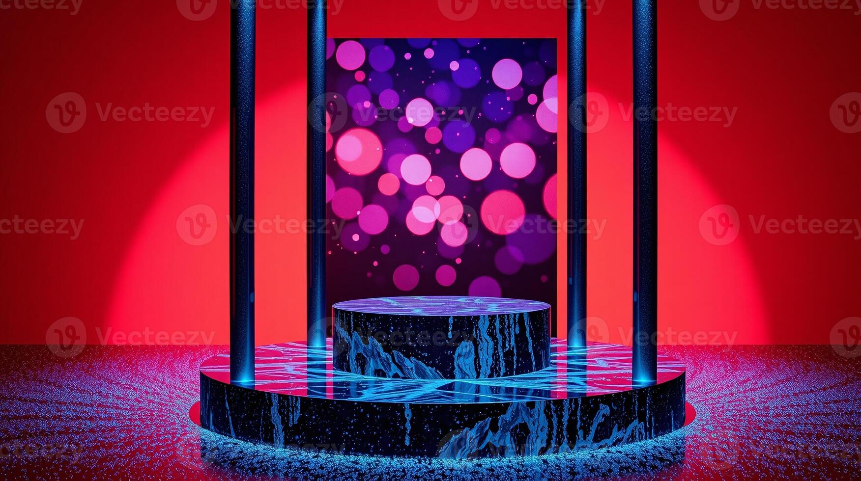 A striking image of a pedestal adorned with a vibrant, illuminated display. photo