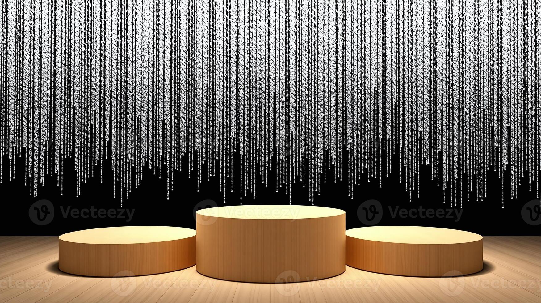 Three cylindrical platforms against a stark, monochromatic backdrop. photo