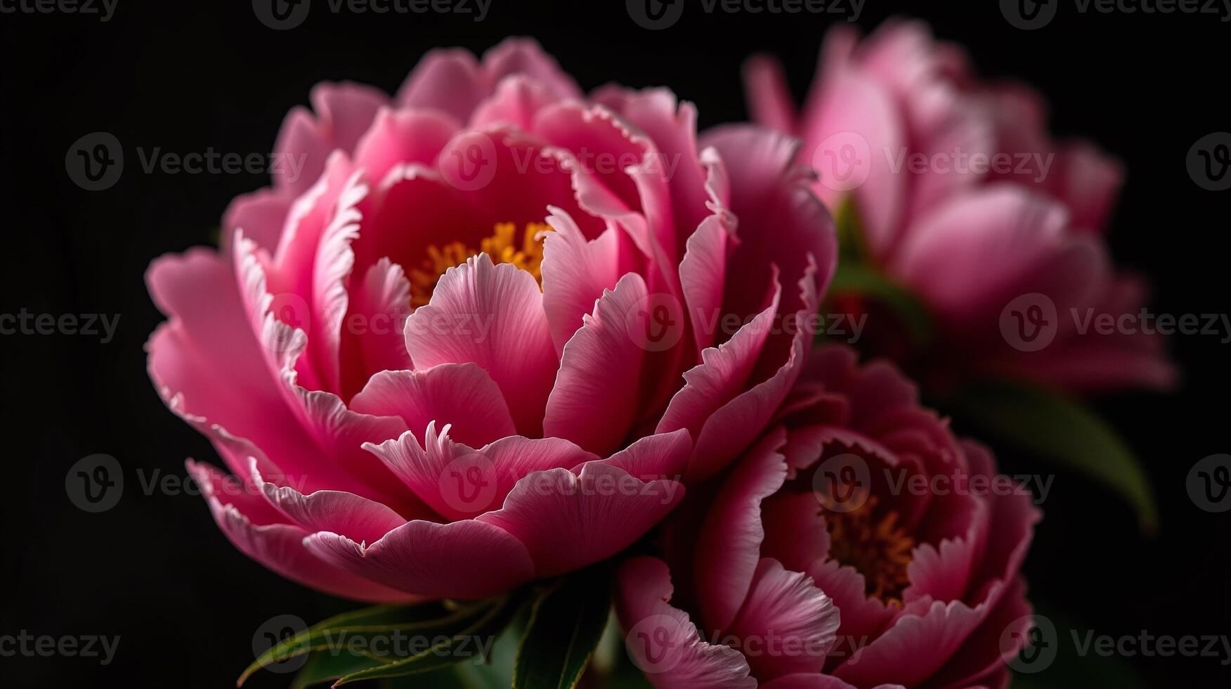 Elegant pink peonies against a dark background photo