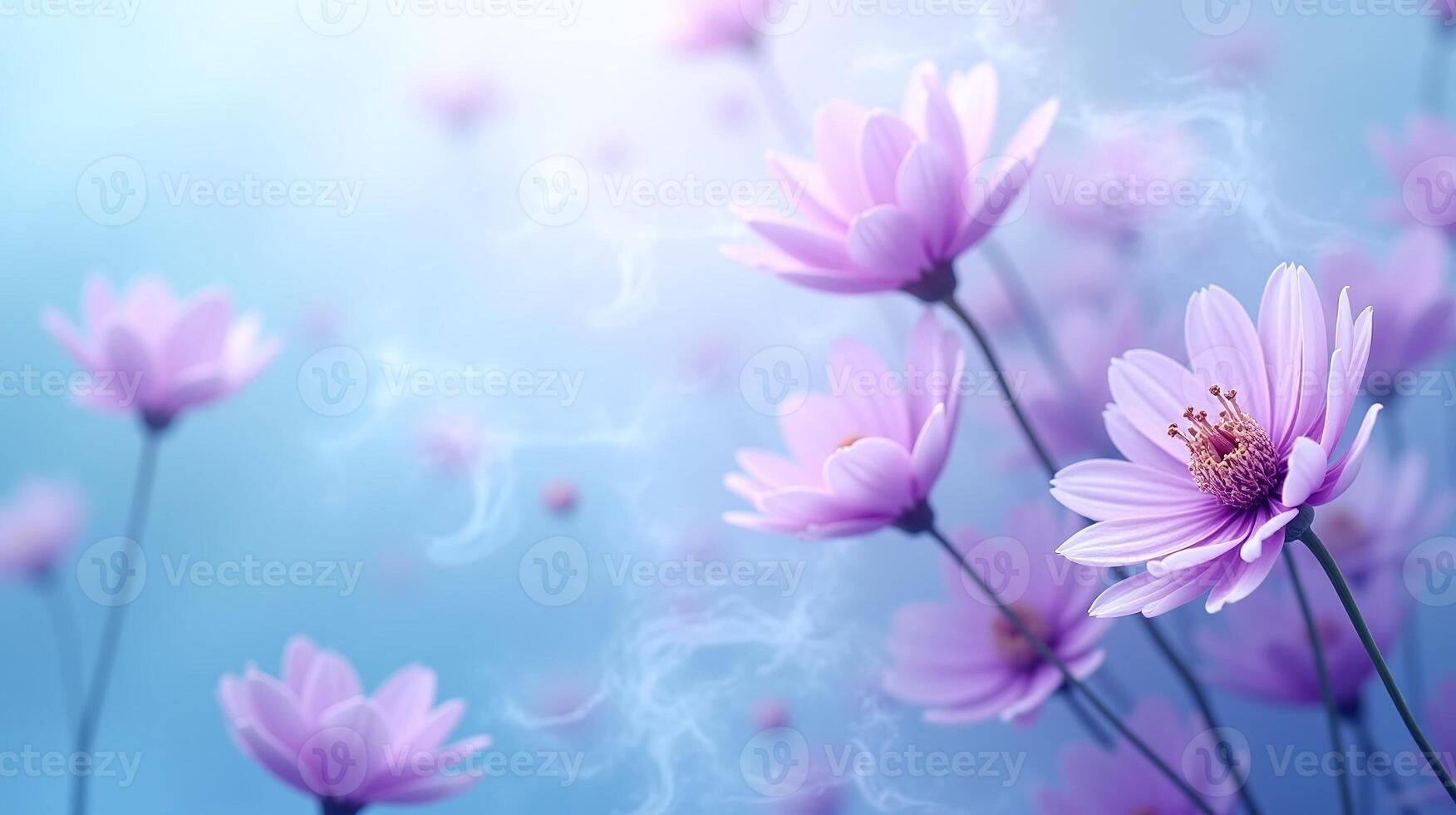 Elegant, delicate, and ethereal, purple flowers bloom gracefully. photo