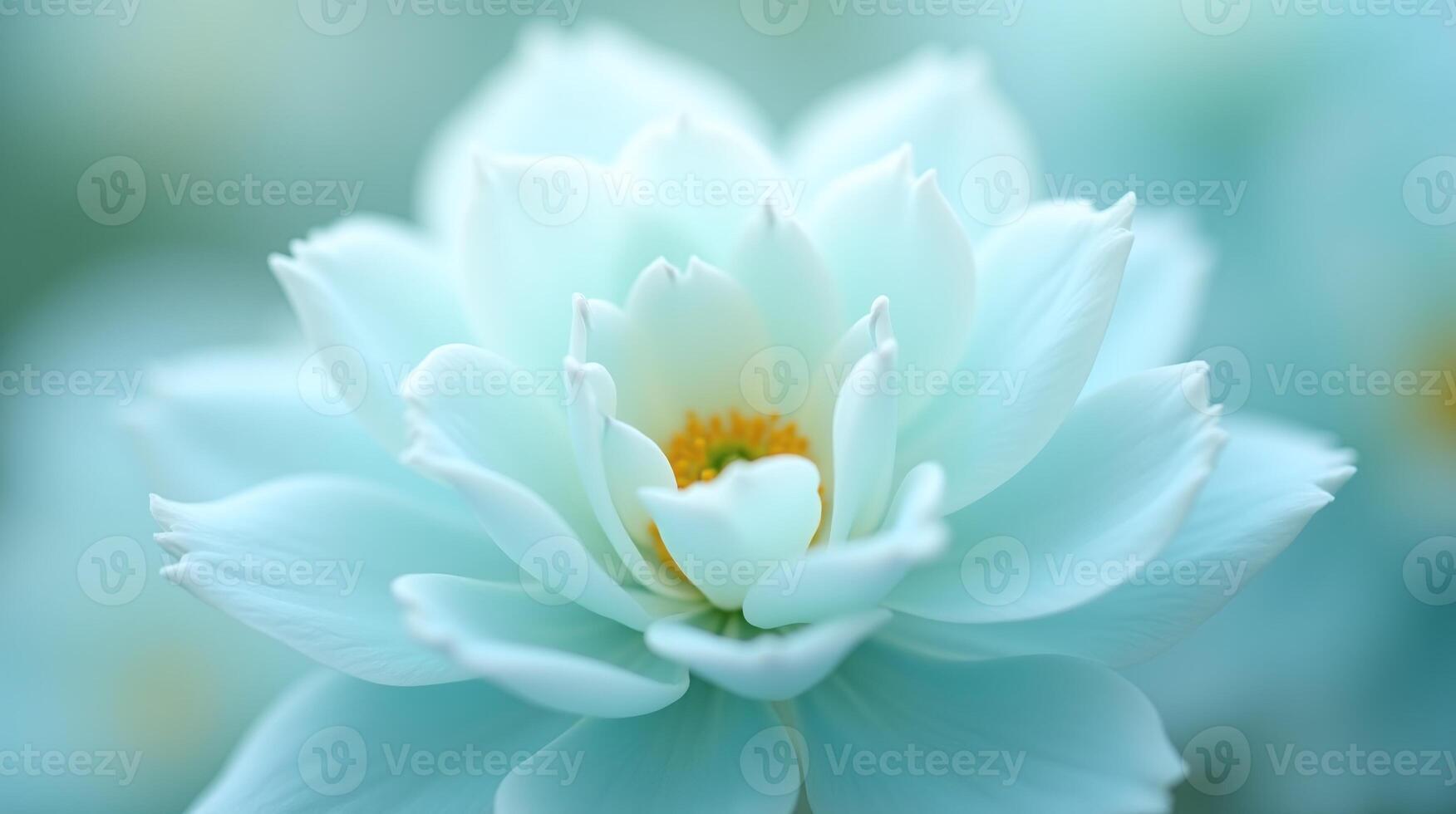 The pale turquoise bloom exudes serenity and grace, captivating the viewer with its delicate petals and vibrant center. photo