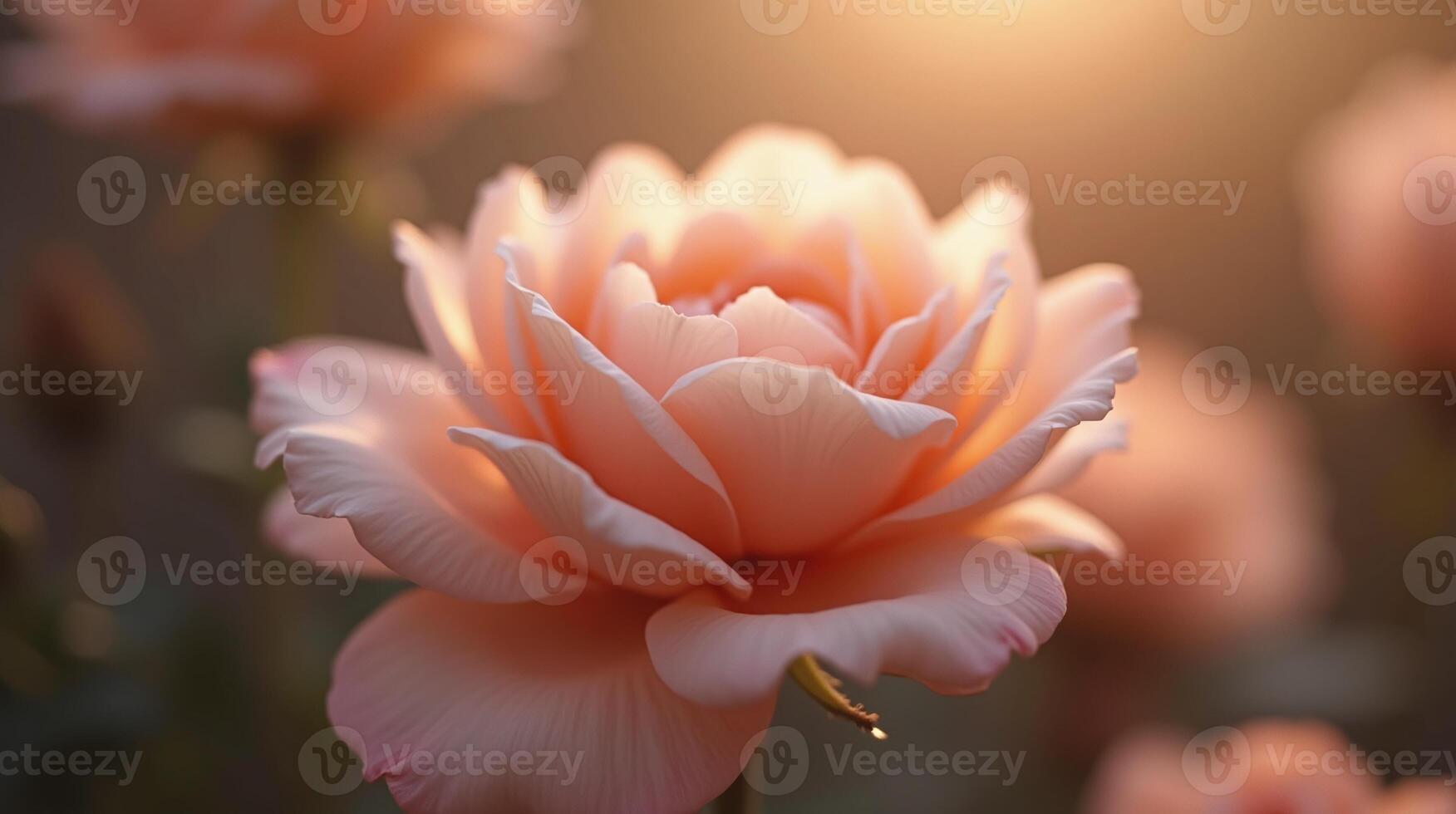 A delicate rose bathes in the soft glow of sunset. photo
