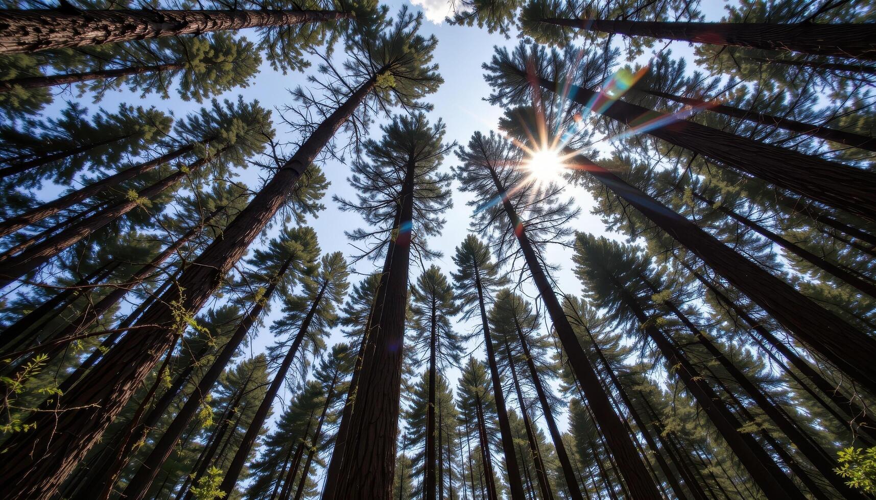 towering tree trunks stretching toward the light. photo