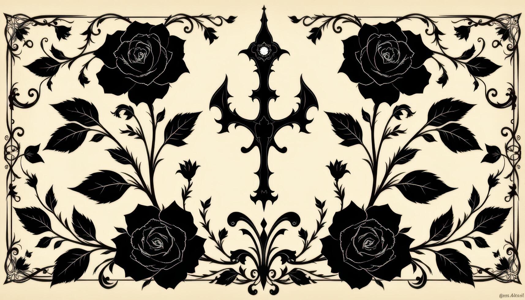 a gothic style composition of black roses. photo