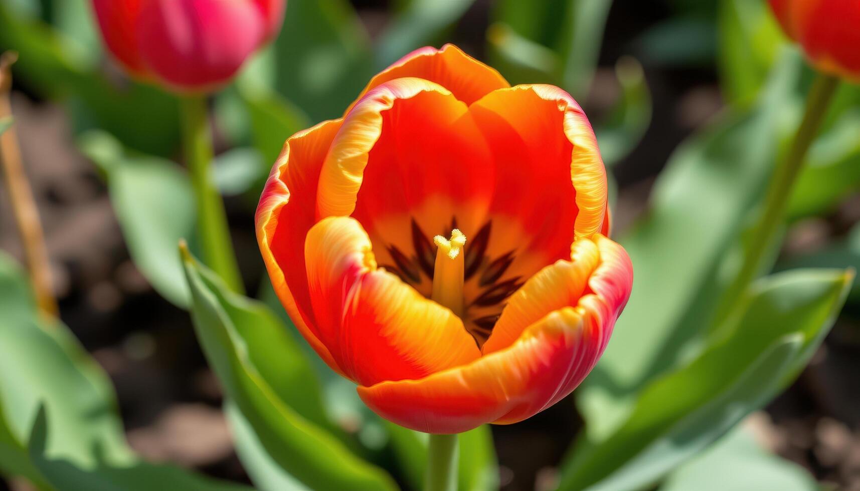 a close up of a tulip opening. photo