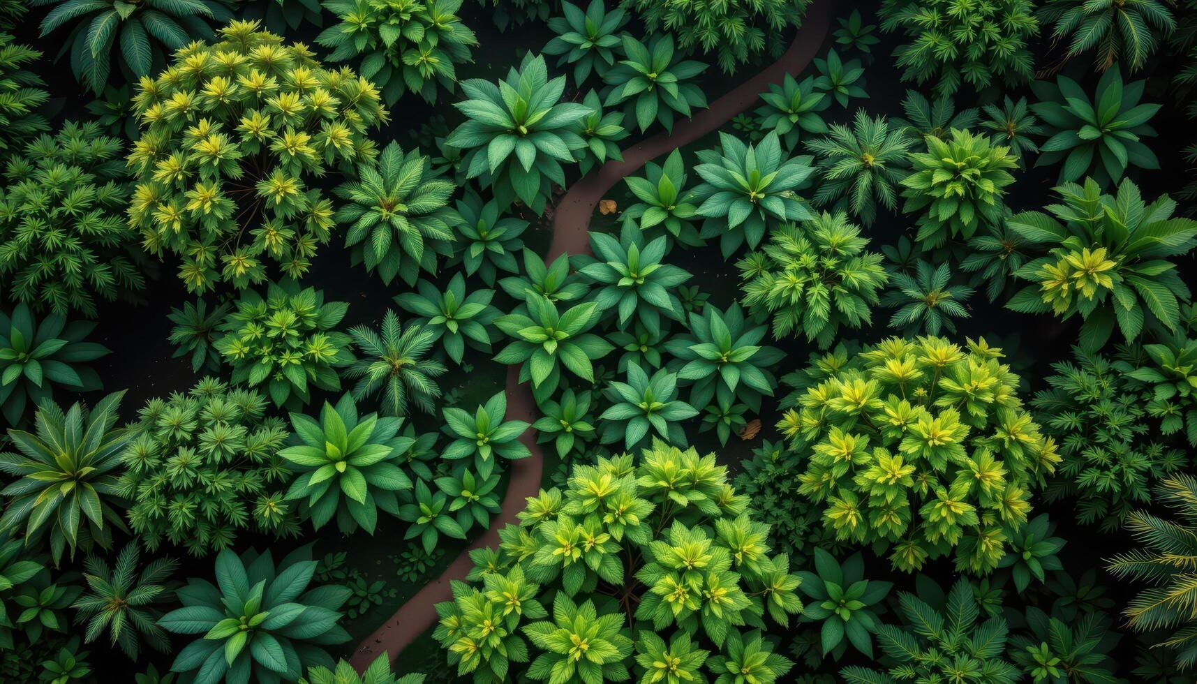 an overhead view of a jungle canopy after rain. photo