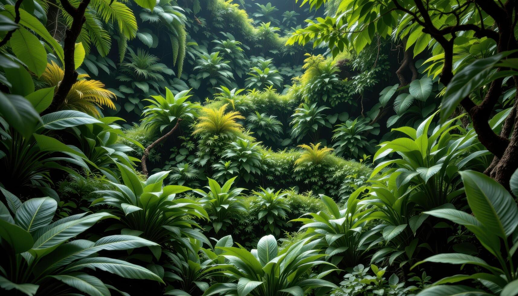 a maze of green corridors in the jungle interior. photo