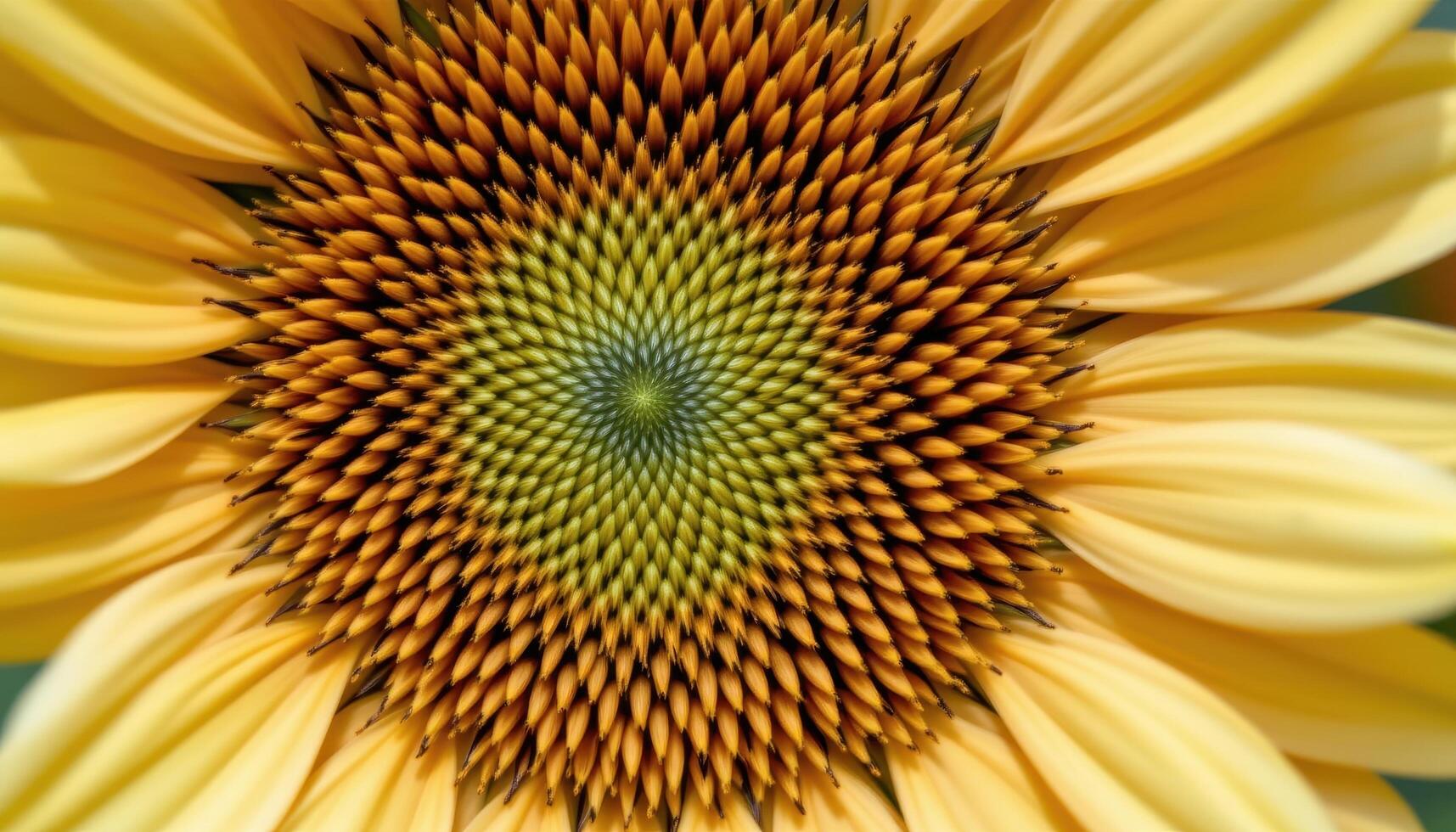 a macro view of a sunflower's intricate center. photo