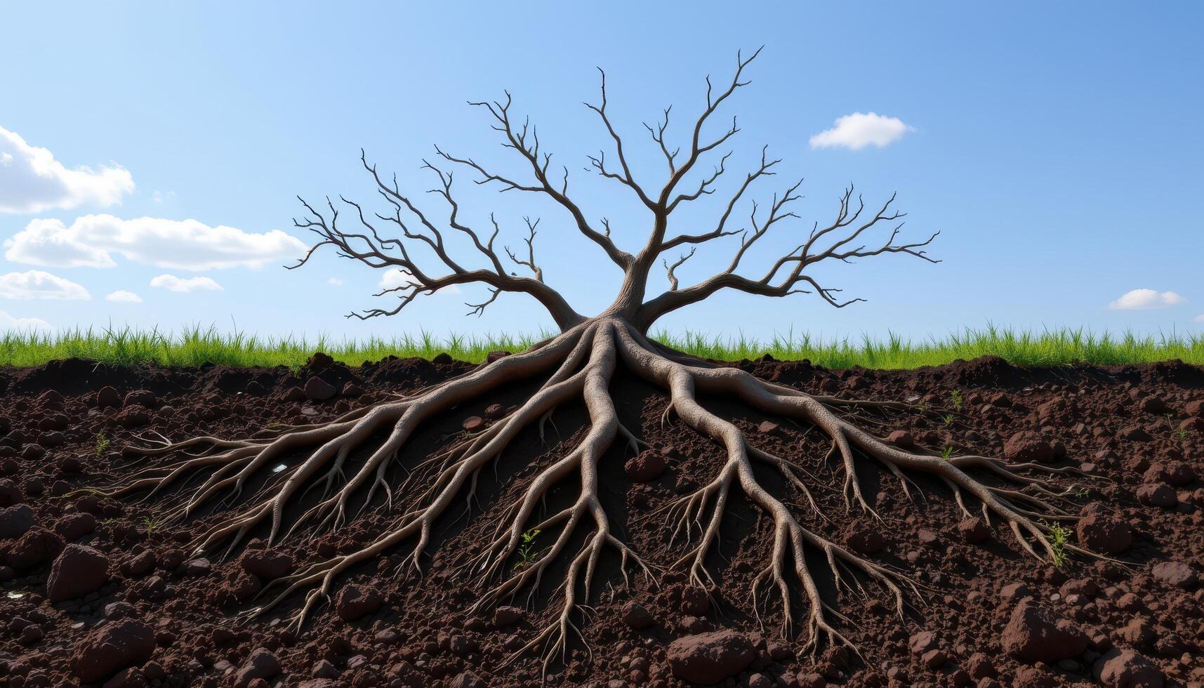a network of tree roots above ground. photo