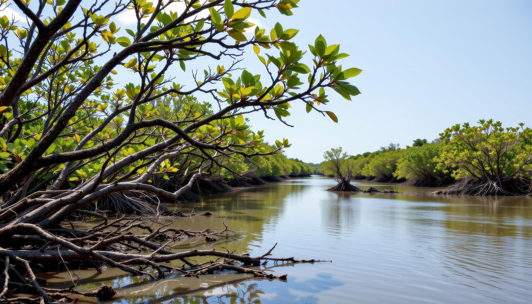 mangrove branches arching over quiet tidal pools. photo