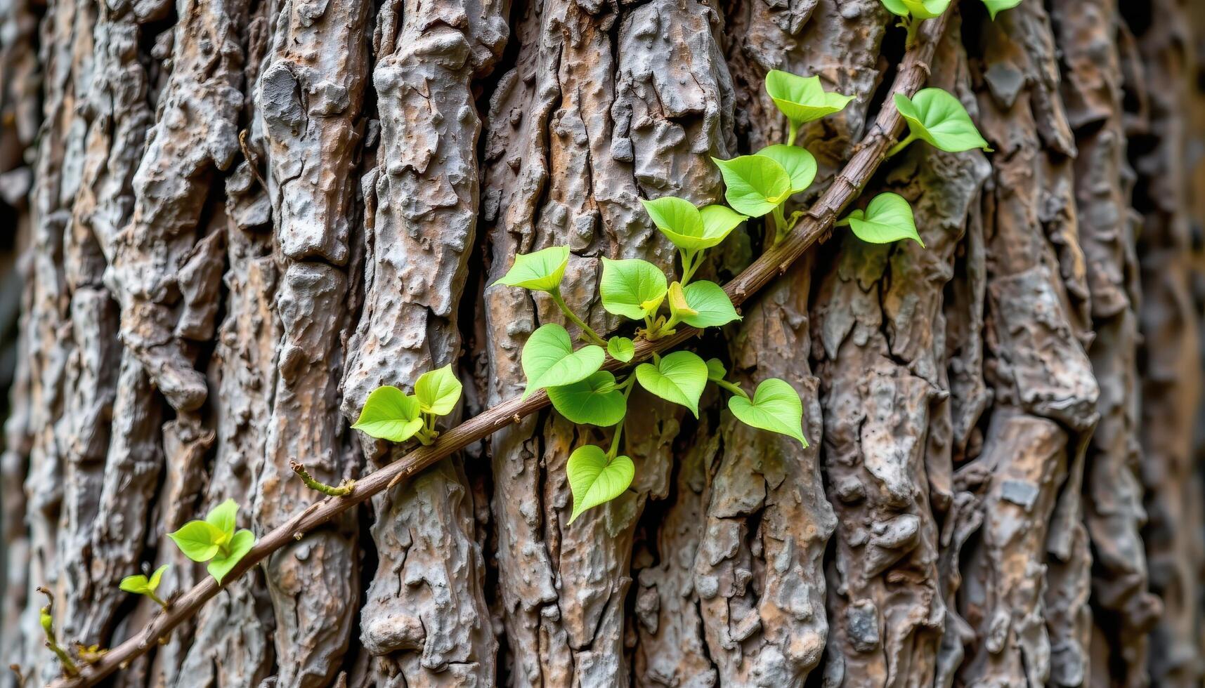 twisting vines creeping along rough bark. photo