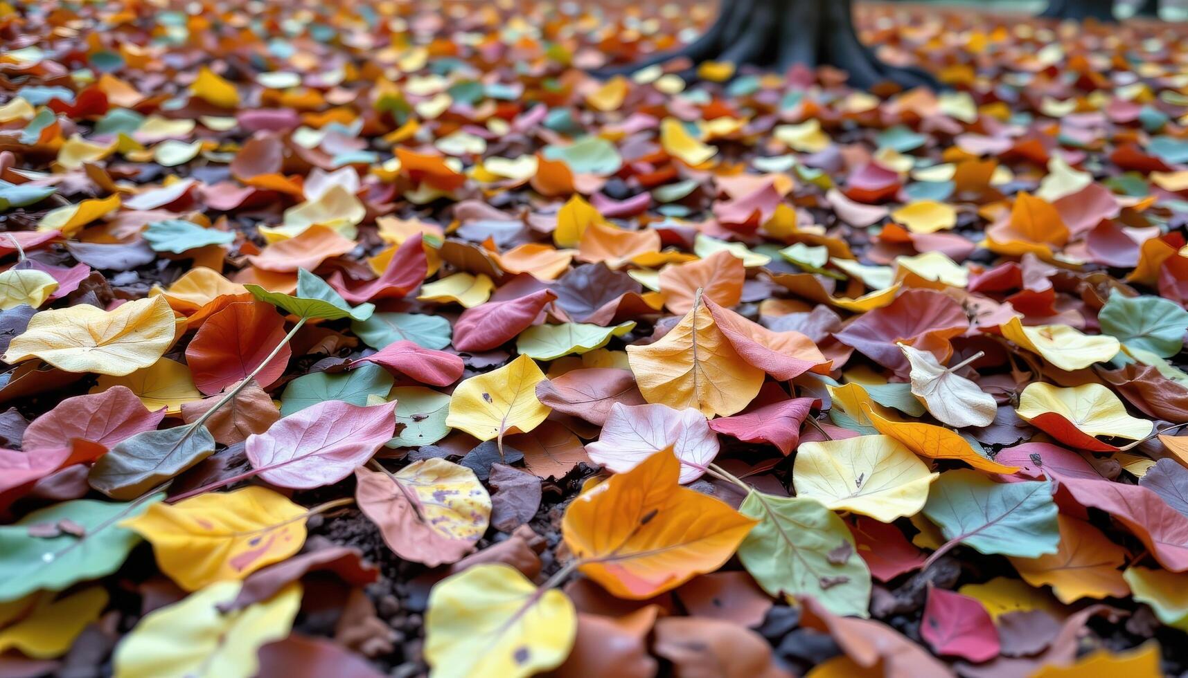 layers of leaves creating a multicolored forest floor. photo