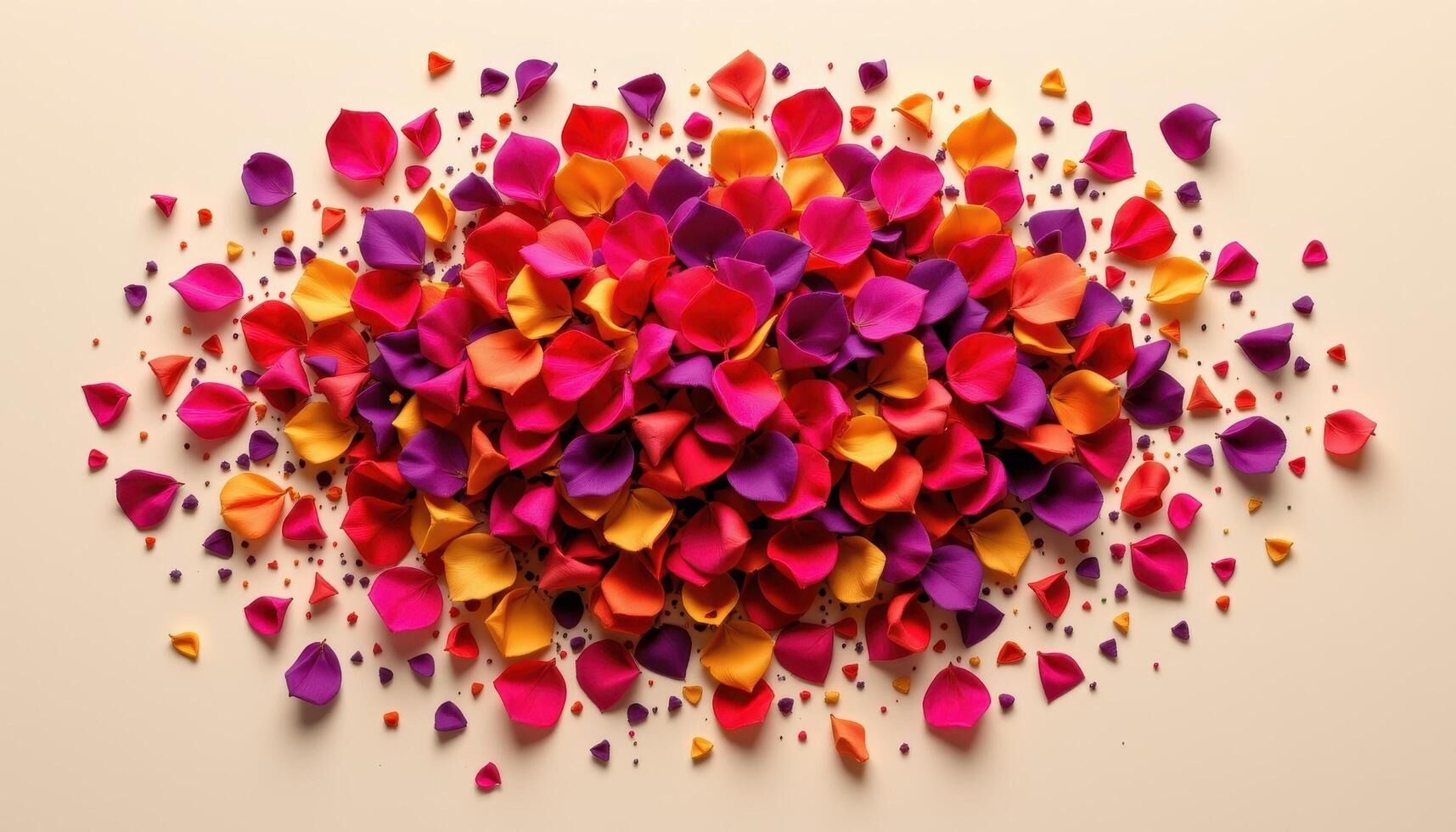 a burst of confetti like petals on a neutral background. photo
