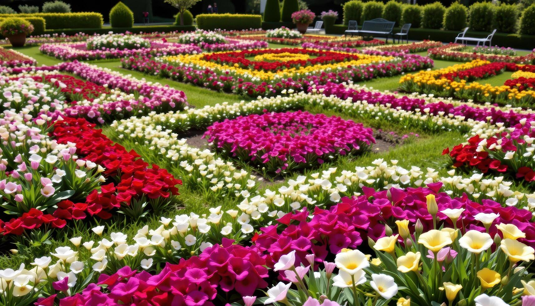 a flower bed arranged in geometric patterns. photo