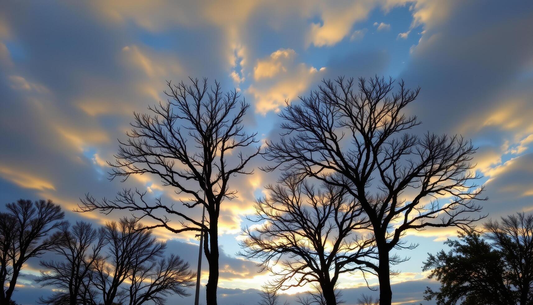 tree silhouettes against a dramatic sky. photo