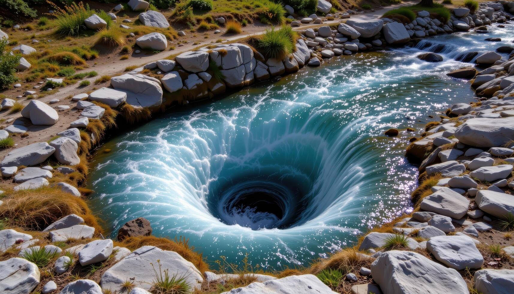 a deep whirlpool in a mountain stream. photo