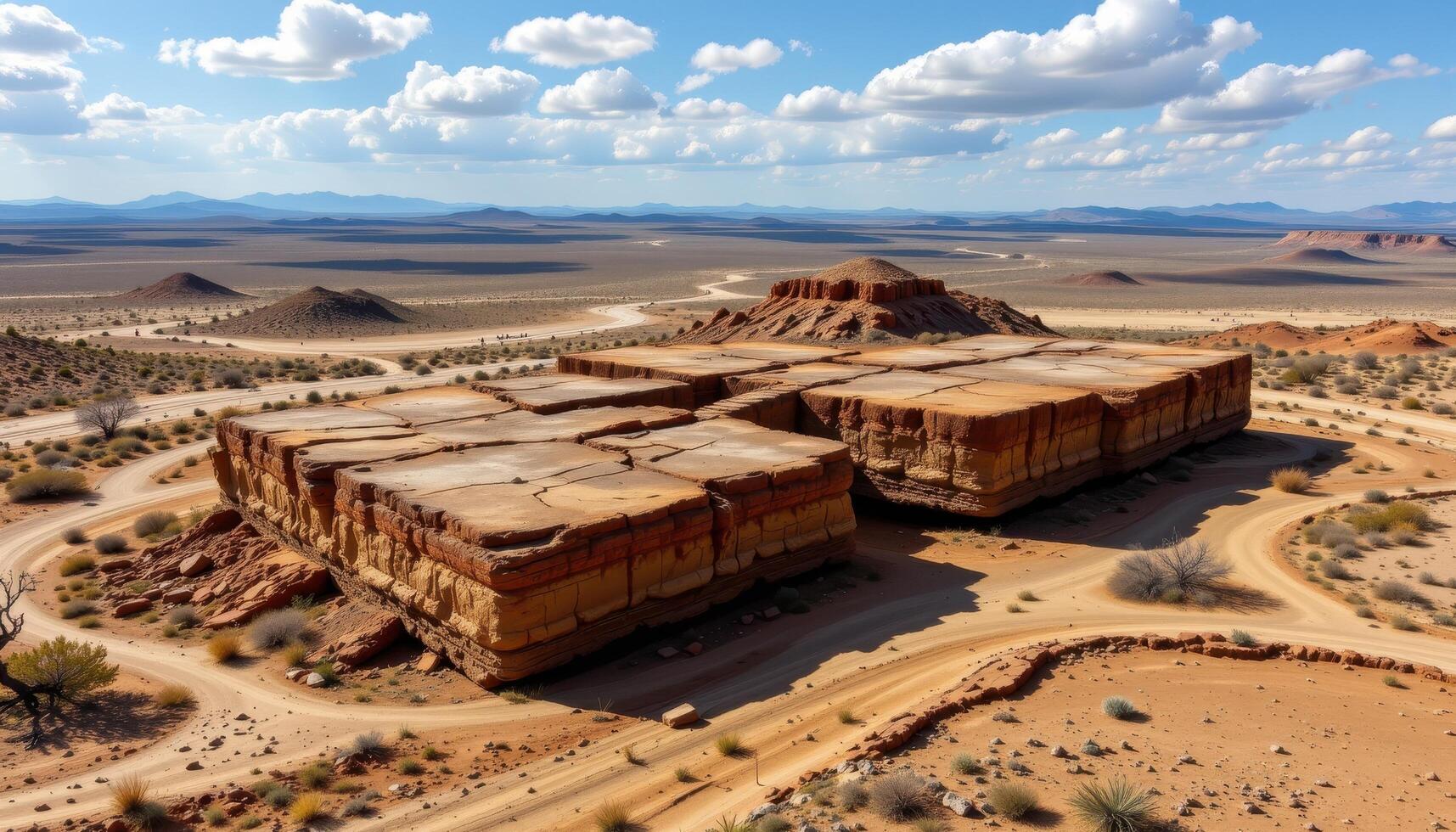 tectonic plates exposed on a barren plain. photo
