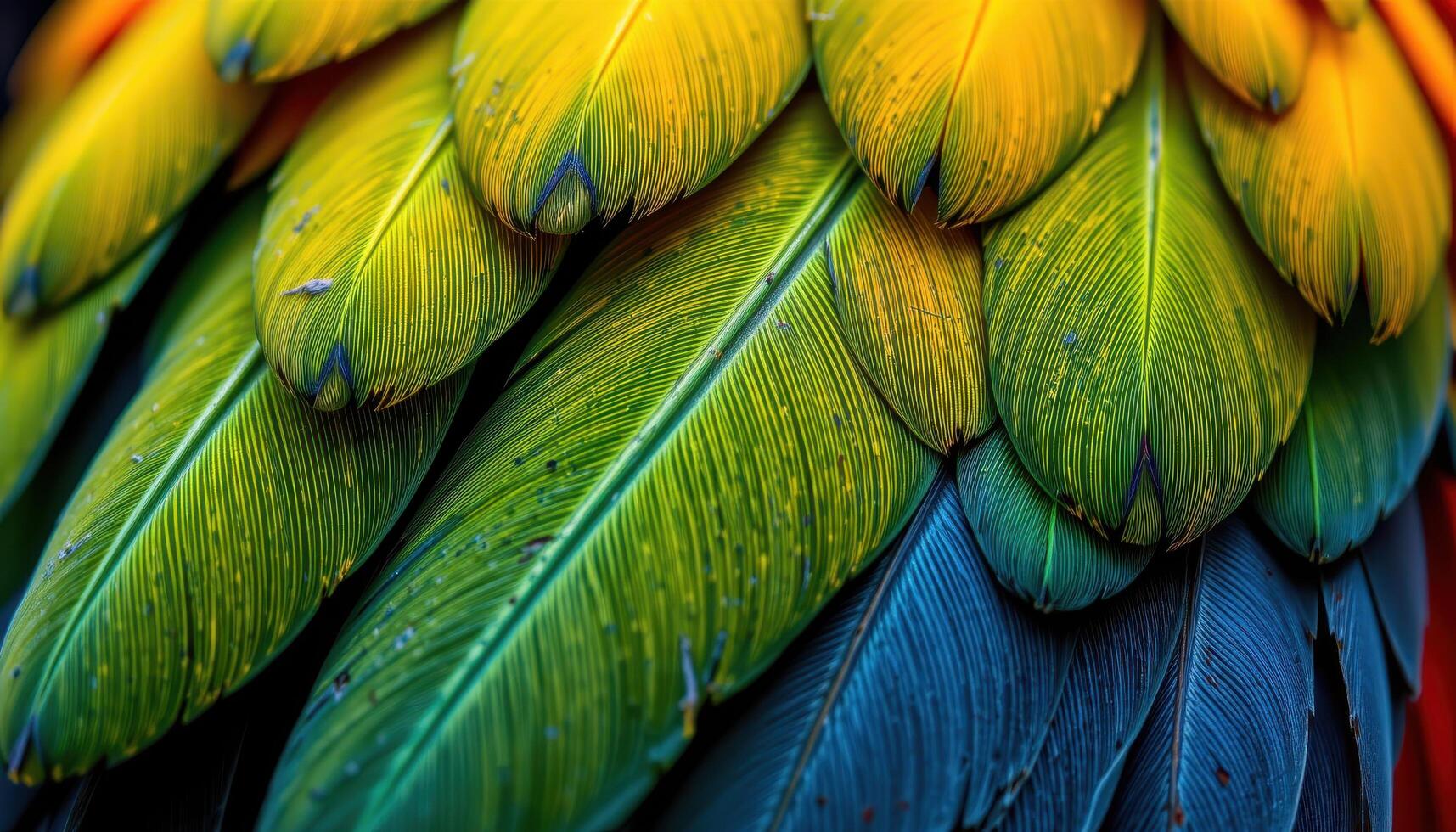 a hyper detailed macro shot of parrot feathers. photo