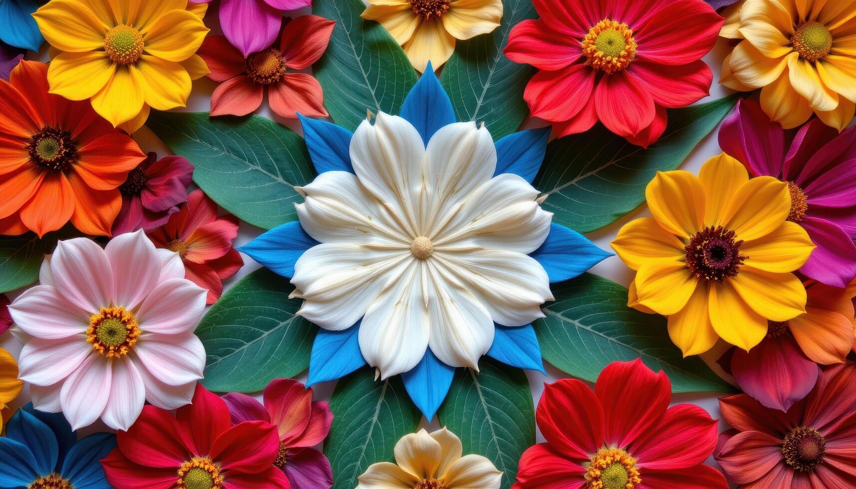 a colorful pattern of pressed ornamental petals. photo