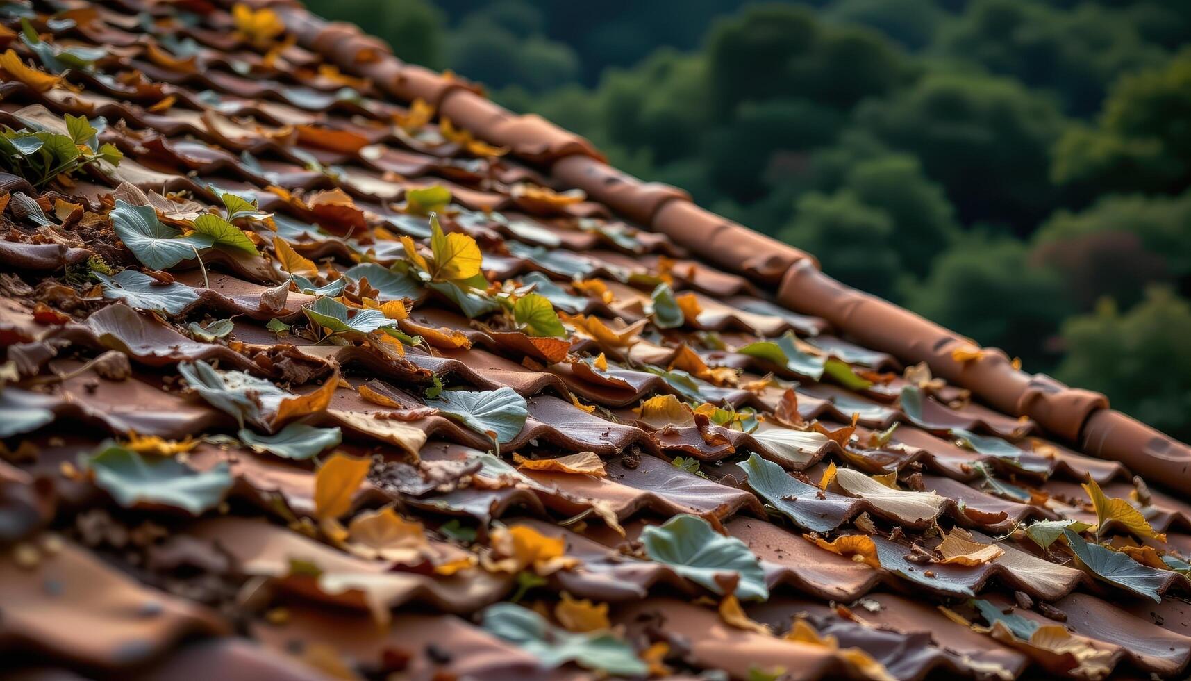 ornamental leaves stacked like roof tiles on a steep slope photo