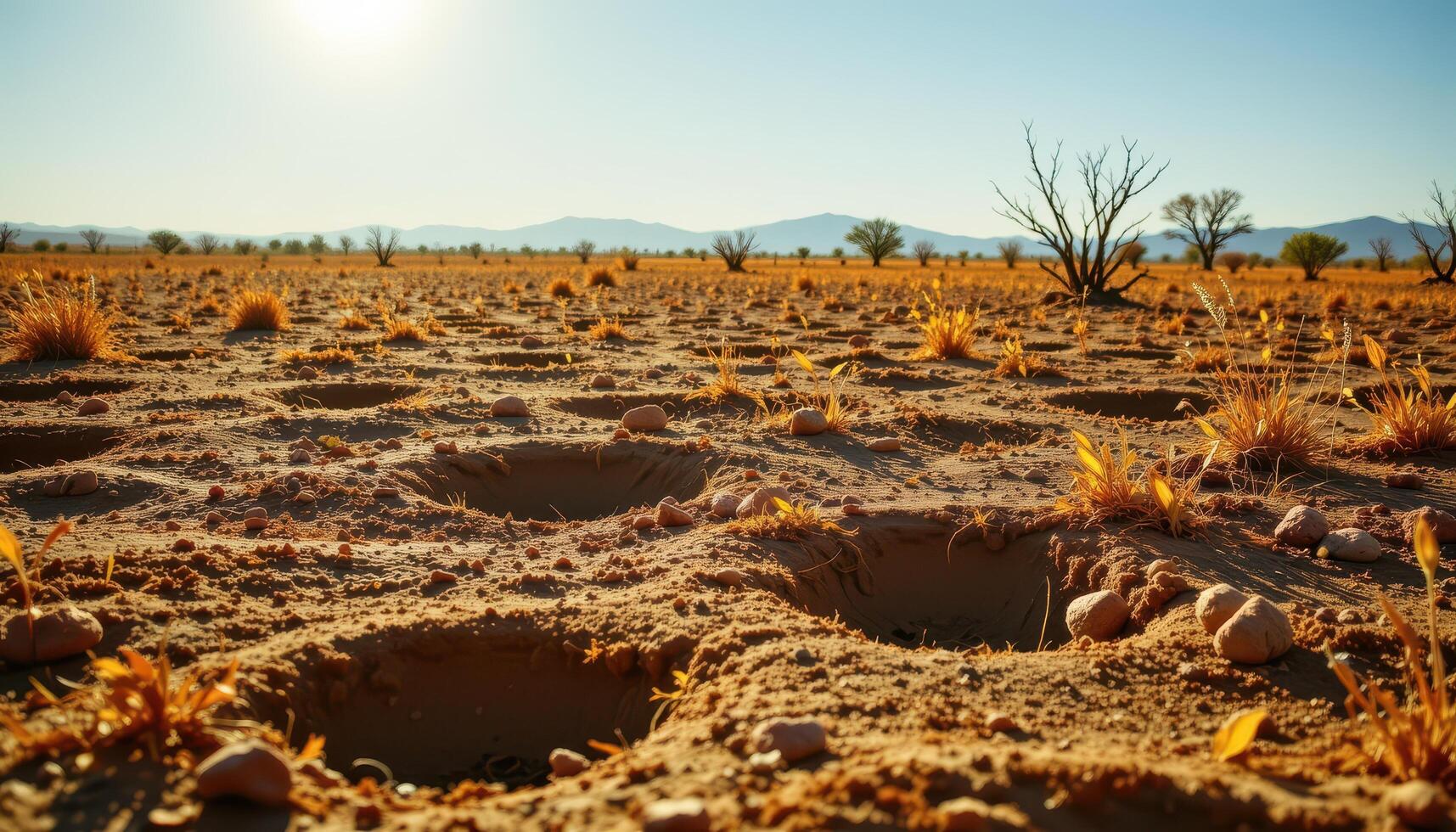 shimmering summer heat waves over a dry open plain photo
