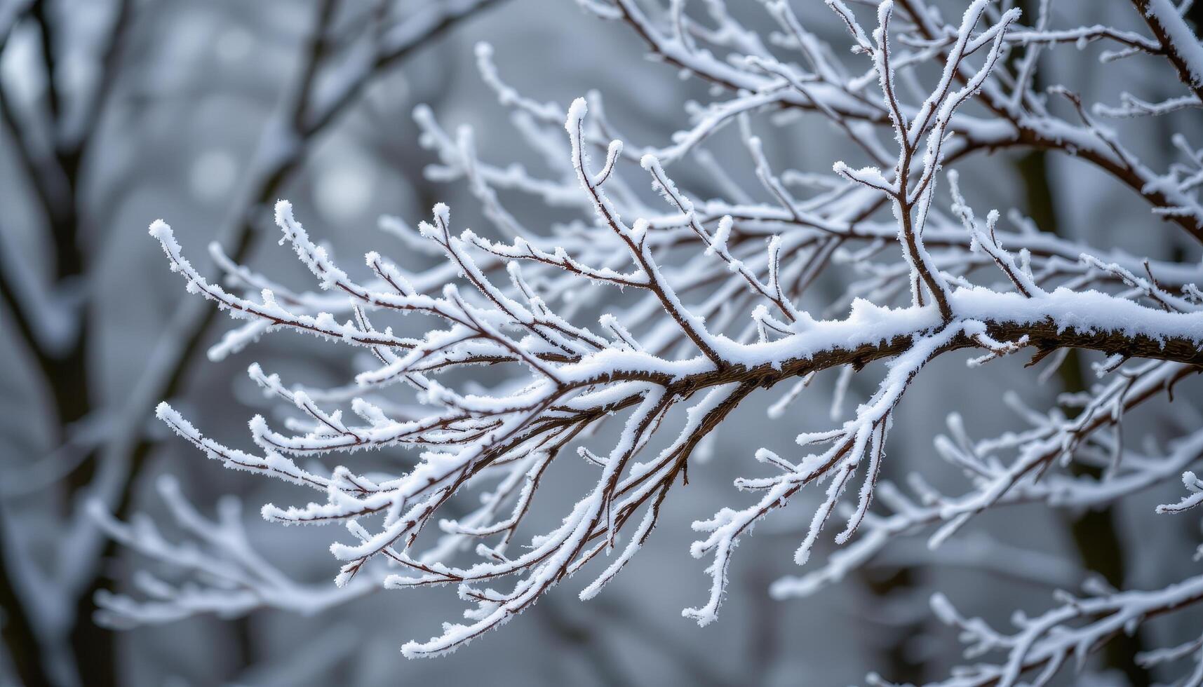bare tree limbs covered in a thick layer of frost photo