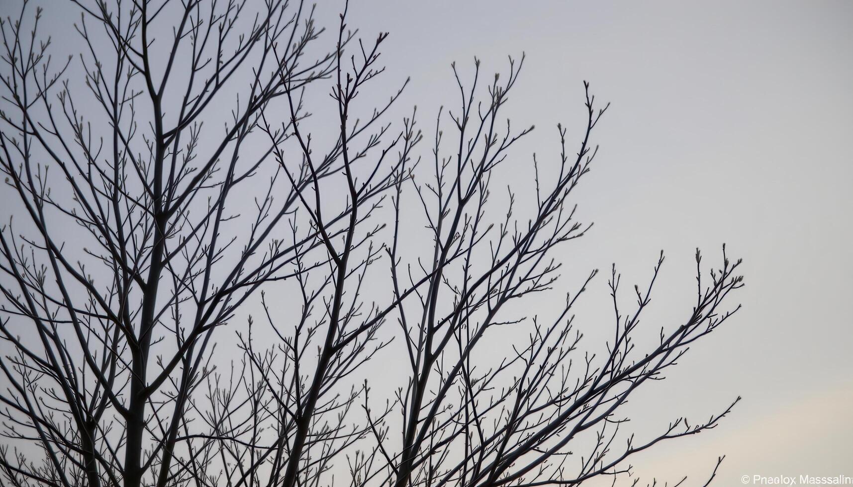 bare branches silhouetted against a soft gray winter sky photo